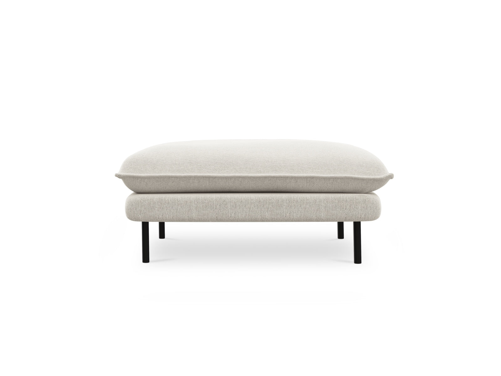 Stilvoller Vienna Pouf mit 80 cm Durchmesser in sanften Beige- und Schwarztönen, perfekt für moderne Inneneinrichtungen.
