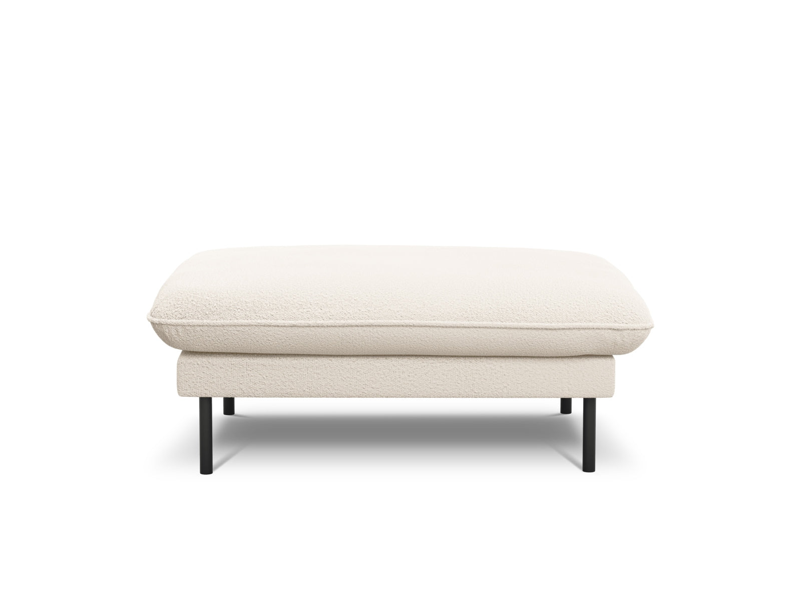 Eleganter Vienna Boucle Pouf mit einem Durchmesser von 80 cm in stilvollem Beige und Schwarz, ideal für jeden Wohnraum.