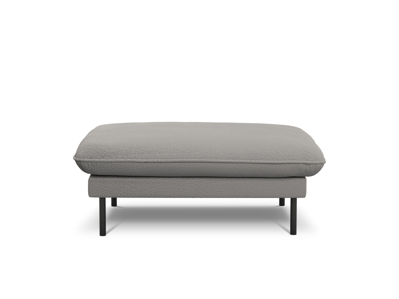 Eleganter Vienna Boucle Pouf mit einem Durchmesser von 80 cm in stilvollem Grau und Schwarz, ideal für moderne Wohnräume.