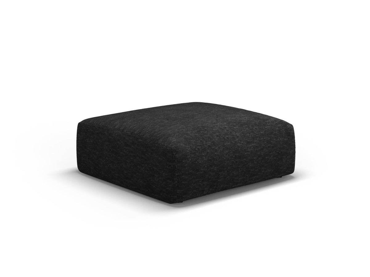 Gepolsterter Pouf Matera mit Velourbezug auf schwarzen Kunststoffbeinen, Cosmopolitan Design