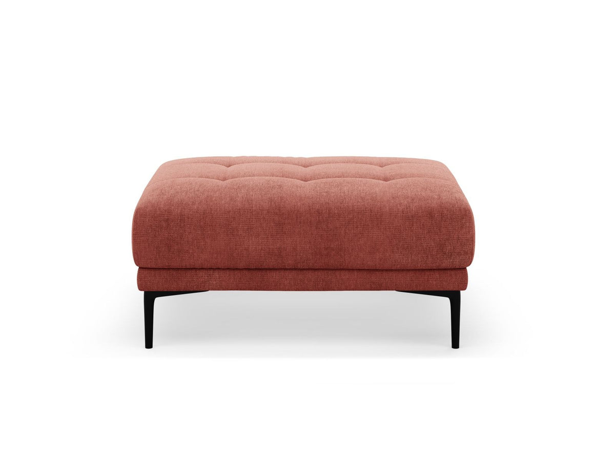 Pouf Lazio 1-Sitzer in Beige-Sorella mit Tweed-Strukturstoff, Massivholzrahmen und schwarzen Metallbeinen, Höhe 46cm, Breite 100cm.