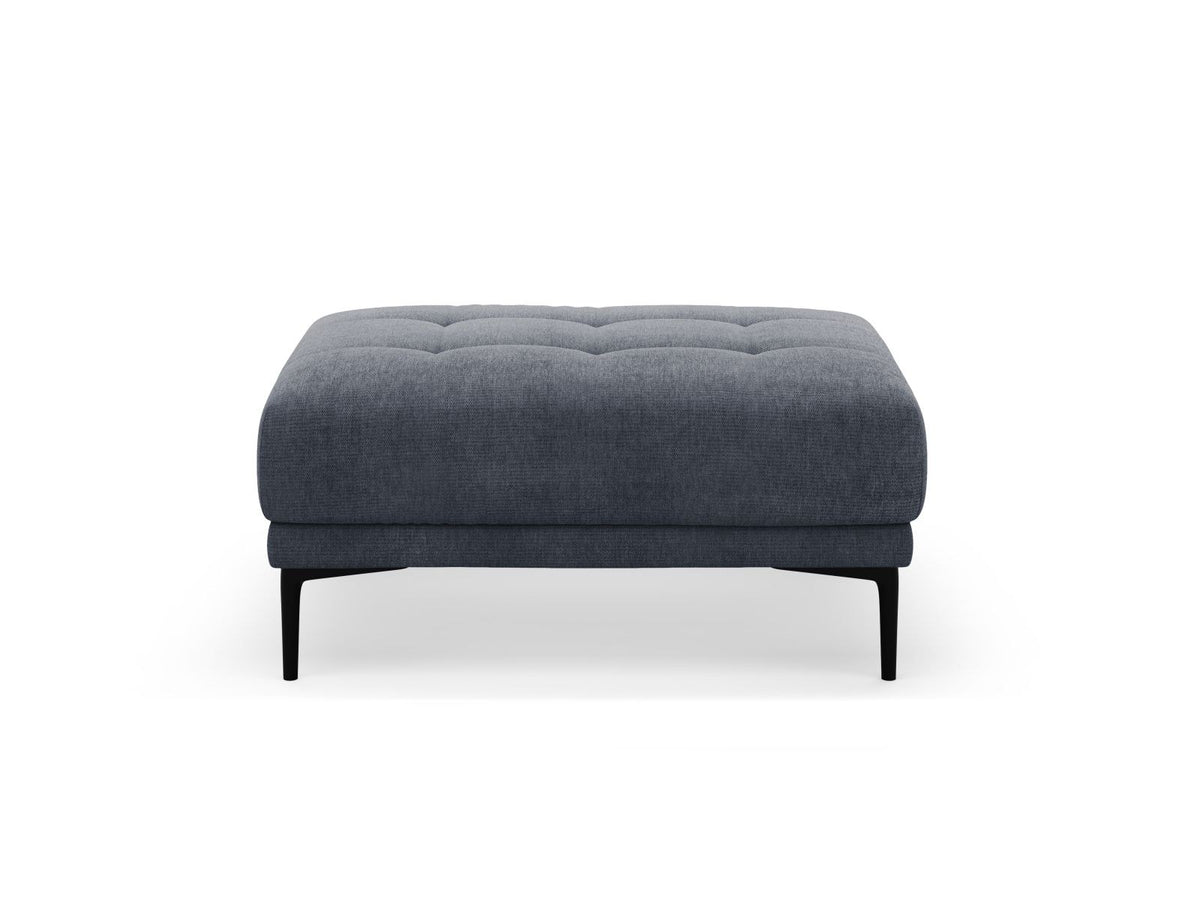 Pouf Lazio 1-Sitzer in Beige-Sorella mit Tweed-Strukturstoff, Massivholzrahmen und schwarzen Metallbeinen, Höhe 46cm, Breite 100cm.