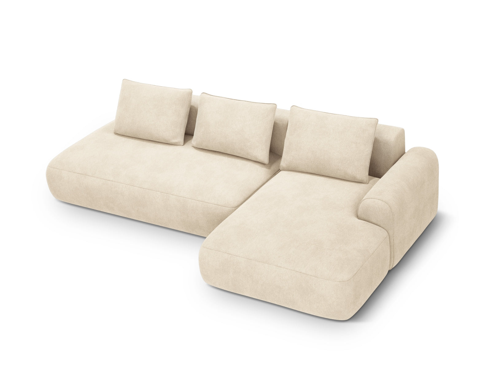 5-Sitzer Ecksofa Calma rechts mit Schlaffunktion und Stauraum in Light Beige-Vogue präsentiert im Onlineshop von KAQTU Design AG. Bettsofa rechts ist von Cosmopolitan Design