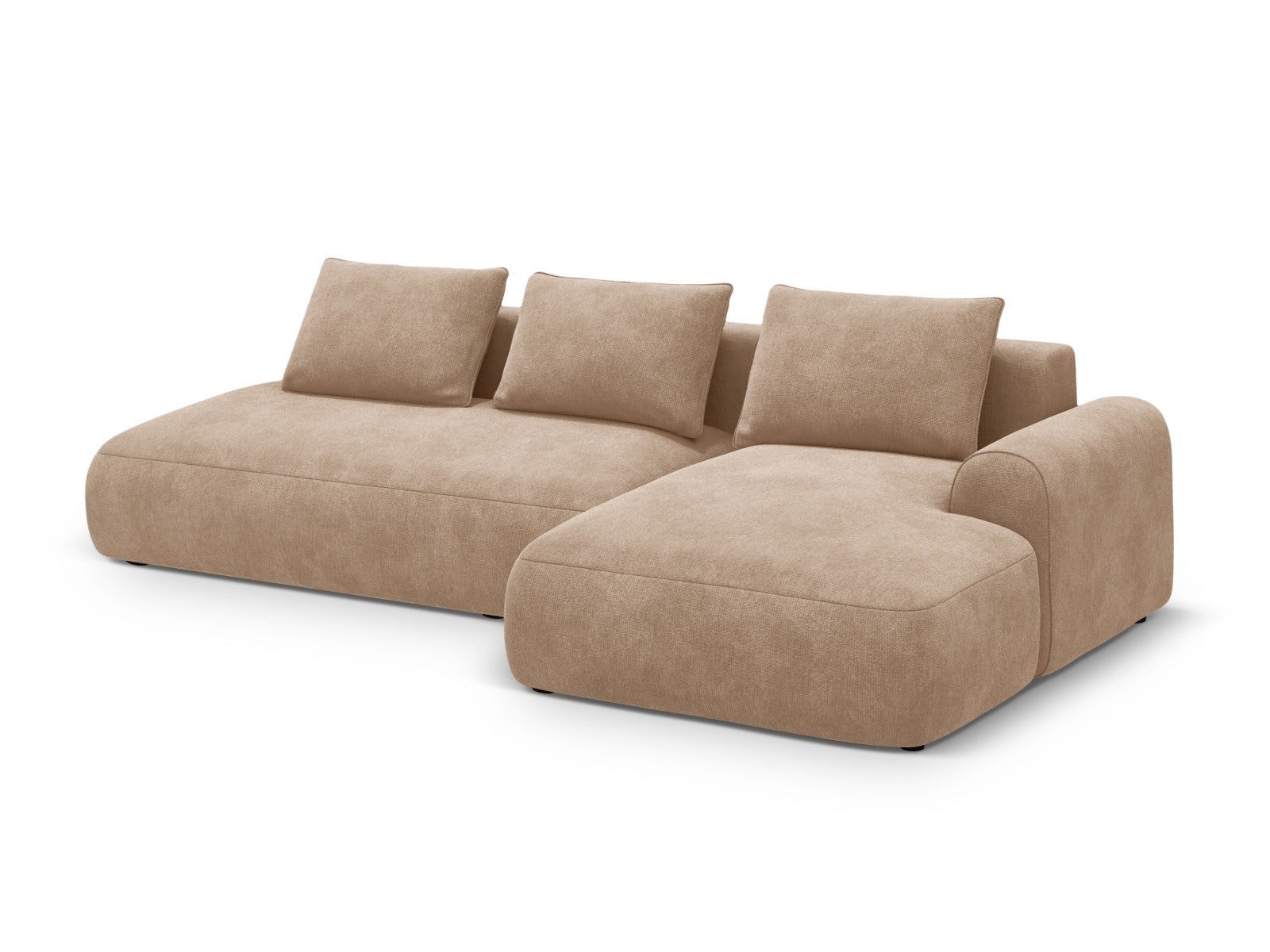 Elegantes 5-Sitzer Ecksofa Calma in Dark Beige-Vogue, ideal für Wohnräume, mit praktischer Schlaffunktion und Stauraum.