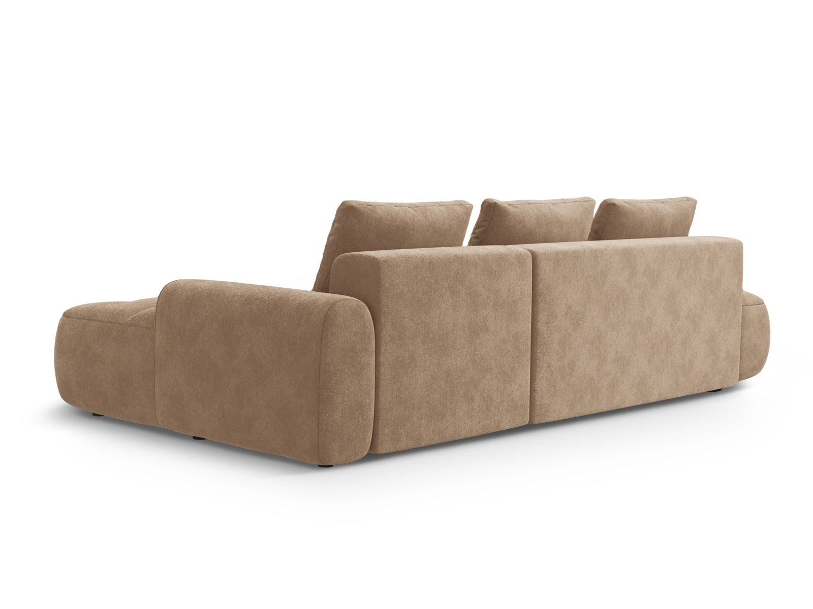 Entdecken Sie das Linz Velour Ecksofa rechts – ein elegantes 3-Sitzer Sofa mit Schlaffunktion und Stauraum, ideal für jeden Wohnraum.