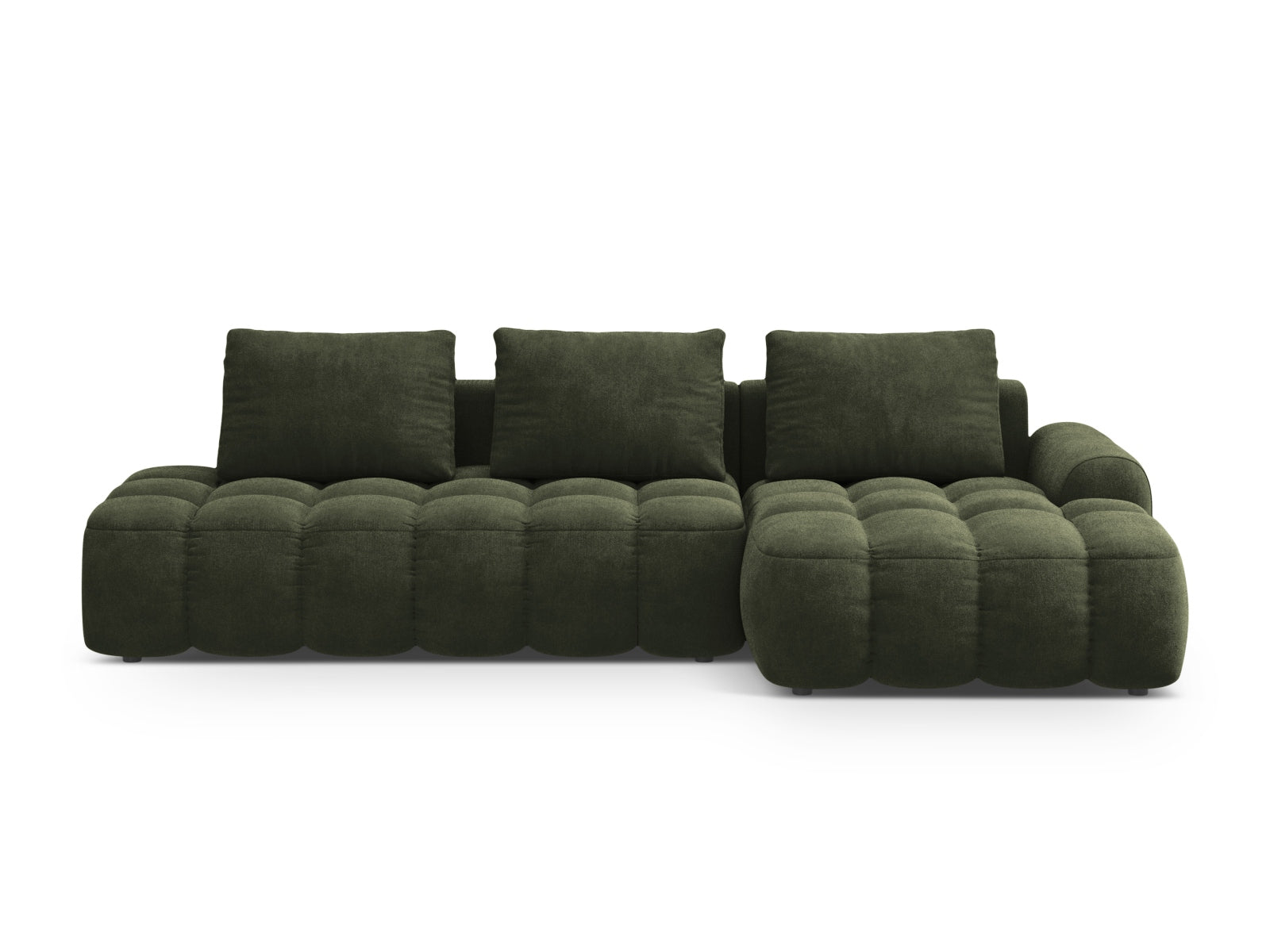 Linz Velour Ecksofa rechts mit Schlaffunktion und Stauraumbox 3 Sitzer 142cm in Green präsentiert im Onlineshop von KAQTU Design AG. Ecksofa rechts ist von Cosmopolitan Design