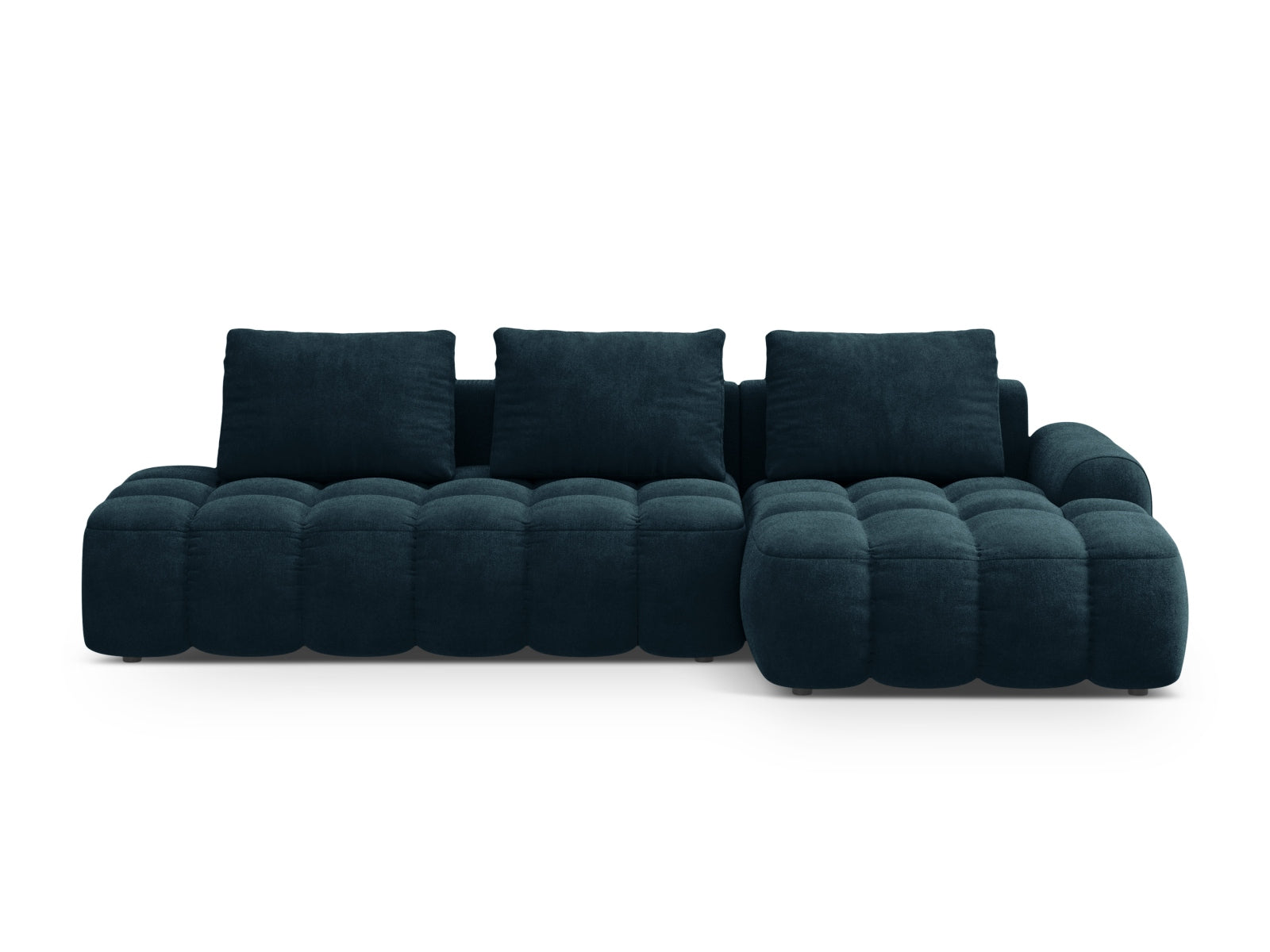 Linz Velour Ecksofa rechts mit Schlaffunktion und Stauraumbox 3 Sitzer 142cm in Deep Petrol präsentiert im Onlineshop von KAQTU Design AG. Ecksofa rechts ist von Cosmopolitan Design