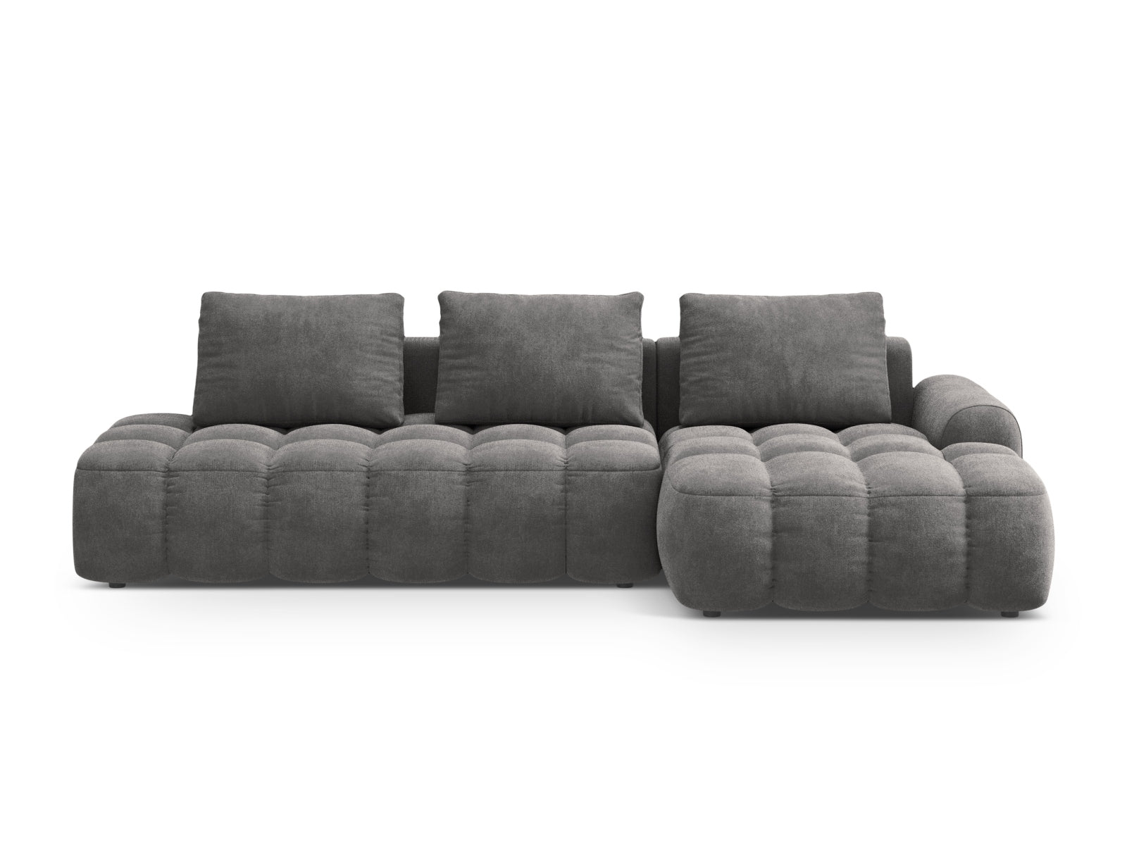 Linz Velour Ecksofa rechts mit Schlaffunktion und Stauraumbox 3 Sitzer 142cm in Grey präsentiert im Onlineshop von KAQTU Design AG. Ecksofa rechts ist von Cosmopolitan Design
