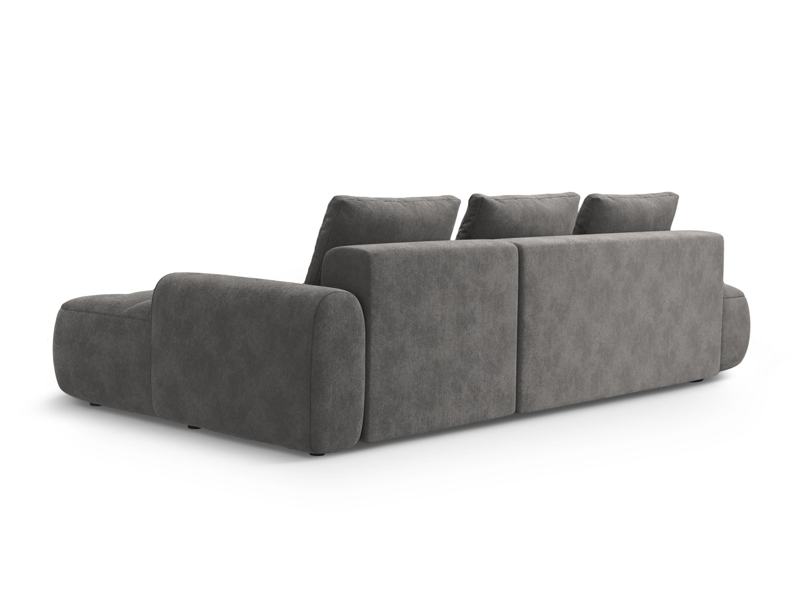 Entdecken Sie das Linz Velour Ecksofa rechts – ein elegantes 3-Sitzer Sofa mit Schlaffunktion und Stauraum, ideal für jeden Wohnraum.