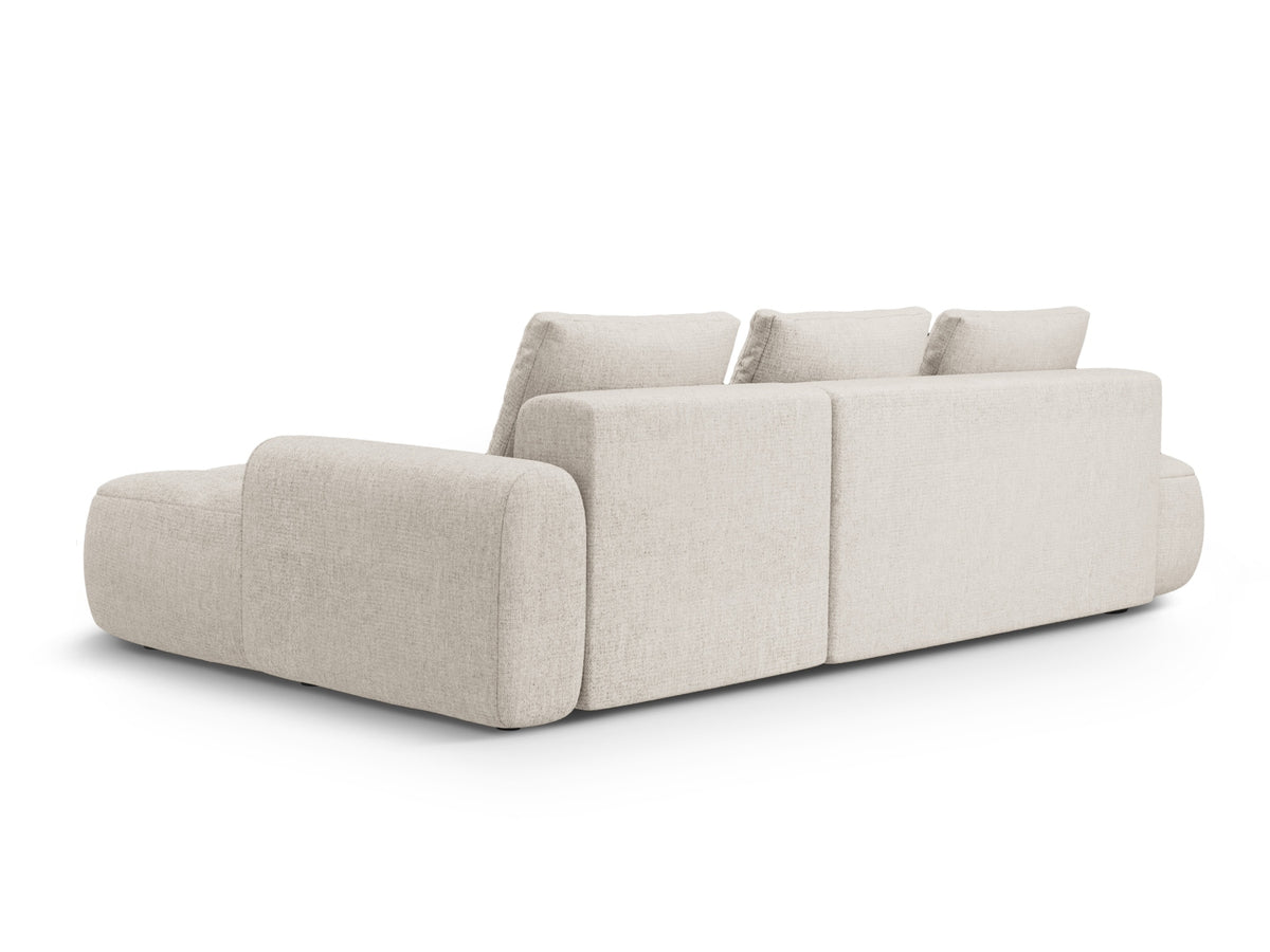 Linz Ecksofa Open end rechts mit Schlaffunktion und Stauraumbox 3 Sitzer 142cm in Beige-Sorella präsentiert im Onlineshop von KAQTU Design AG. Bettsofa rechts ist von Cosmopolitan Design
