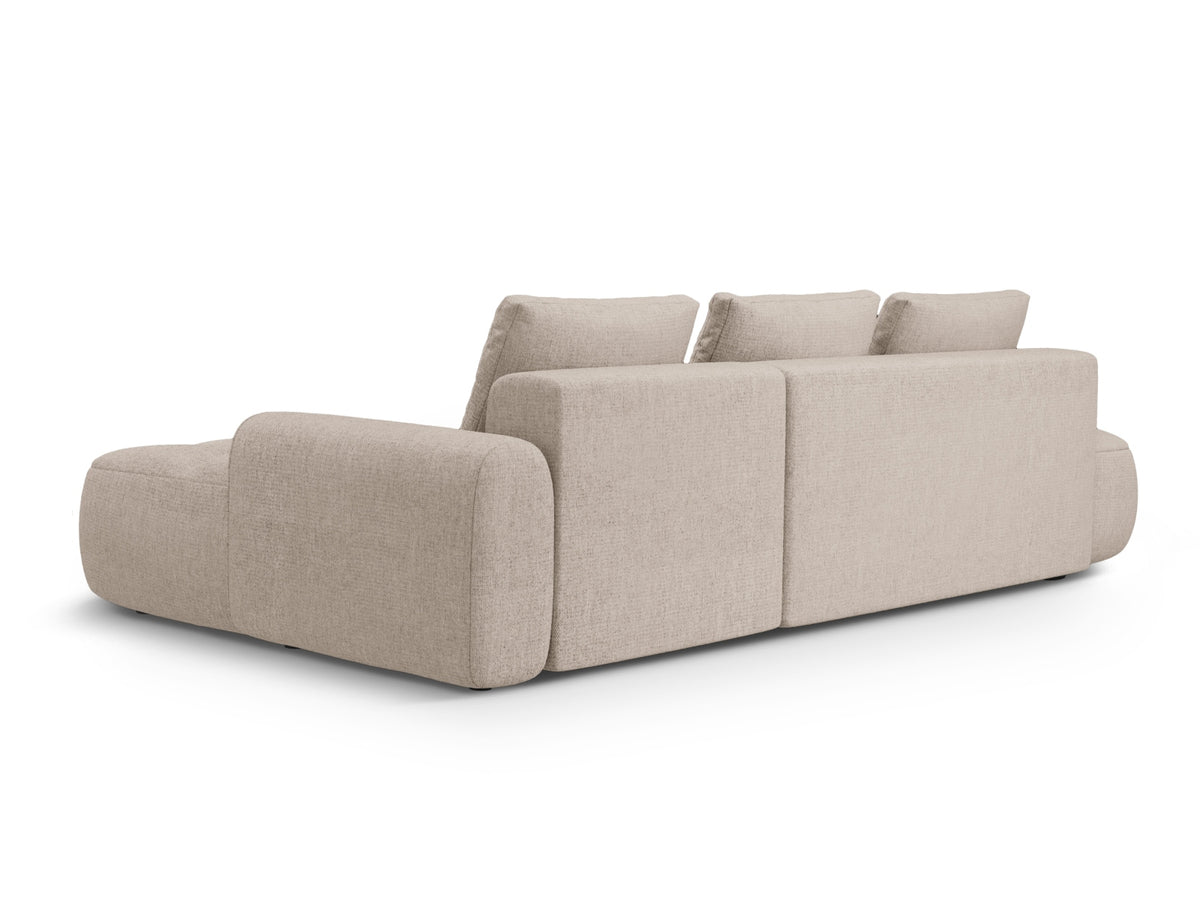 Linz Ecksofa Open end rechts mit Schlaffunktion und Stauraumbox 3 Sitzer 142cm in Sand-Sorella präsentiert im Onlineshop von KAQTU Design AG. Bettsofa rechts ist von Cosmopolitan Design