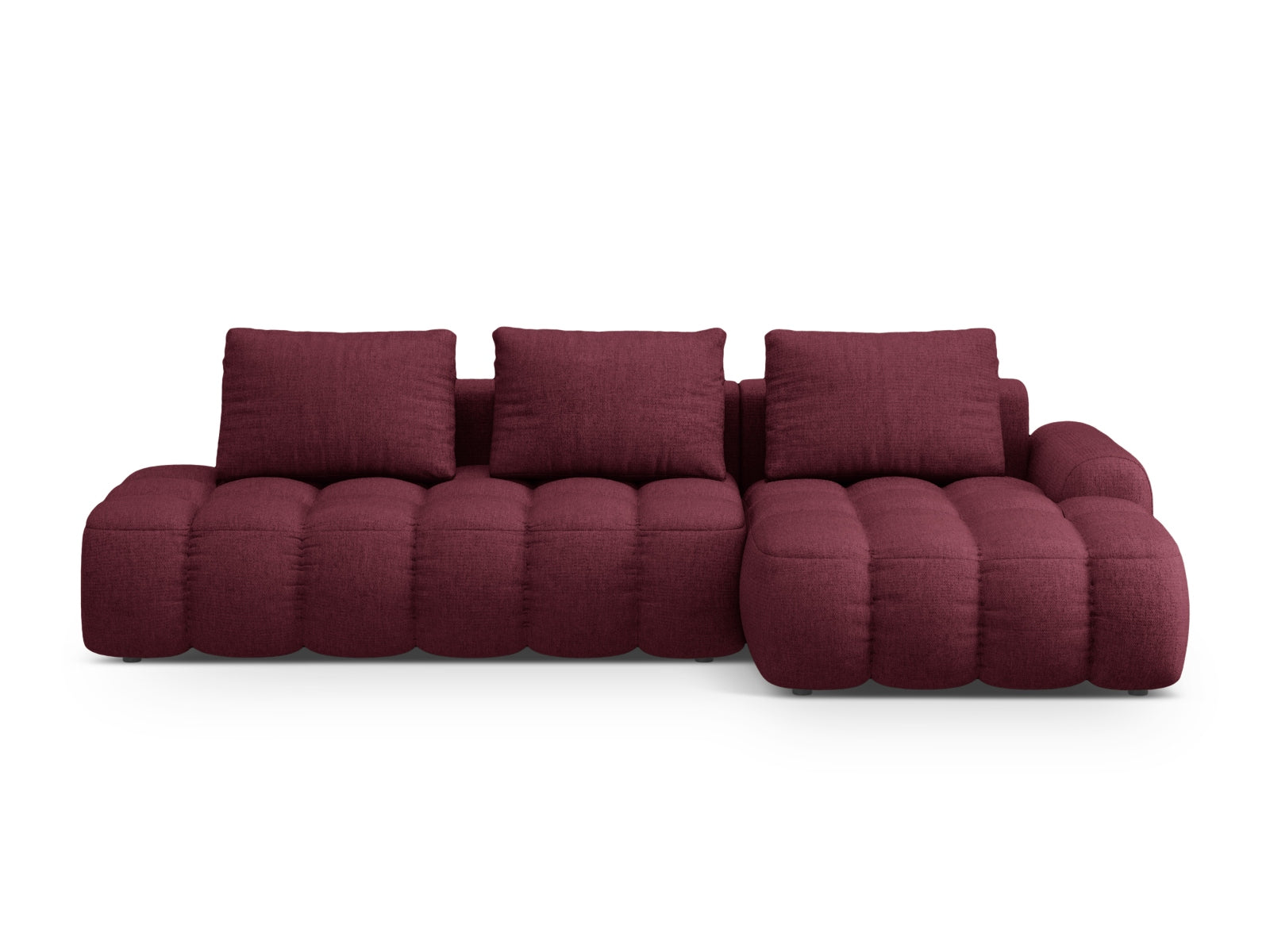Linz Ecksofa rechts mit Schlaffunktion und Stauraumbox 3 Sitzer 142cm in Burgundy präsentiert im Onlineshop von KAQTU Design AG. Ecksofa rechts ist von Cosmopolitan Design