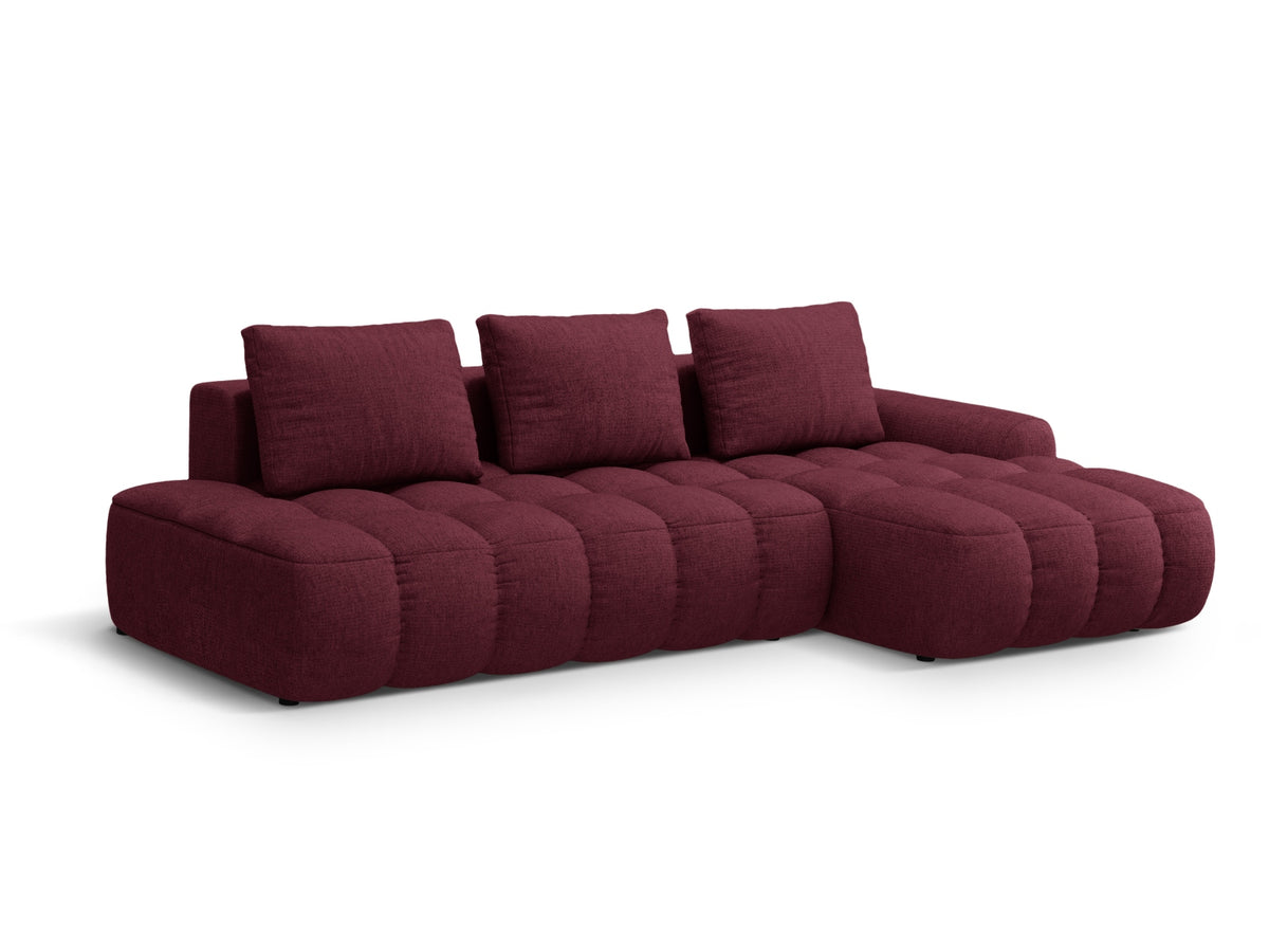 Linz Ecksofa Open end rechts mit Schlaffunktion und Stauraumbox 3 Sitzer 142cm in Burgundy-Sorella präsentiert im Onlineshop von KAQTU Design AG. Bettsofa rechts ist von Cosmopolitan Design