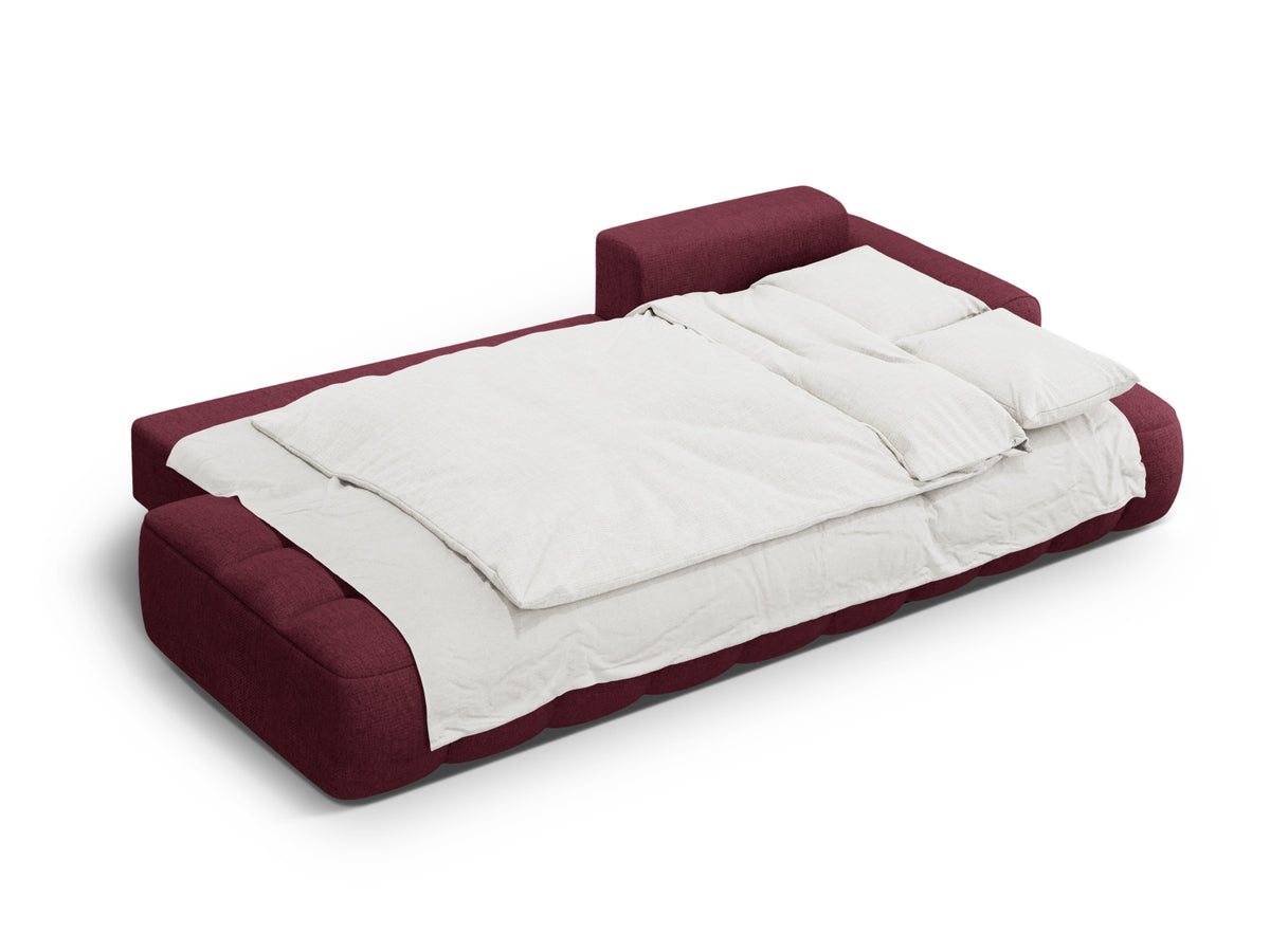 Linz Ecksofa Open end rechts mit Schlaffunktion und Stauraumbox 3 Sitzer 142cm in Burgundy-Sorella präsentiert im Onlineshop von KAQTU Design AG. Bettsofa rechts ist von Cosmopolitan Design