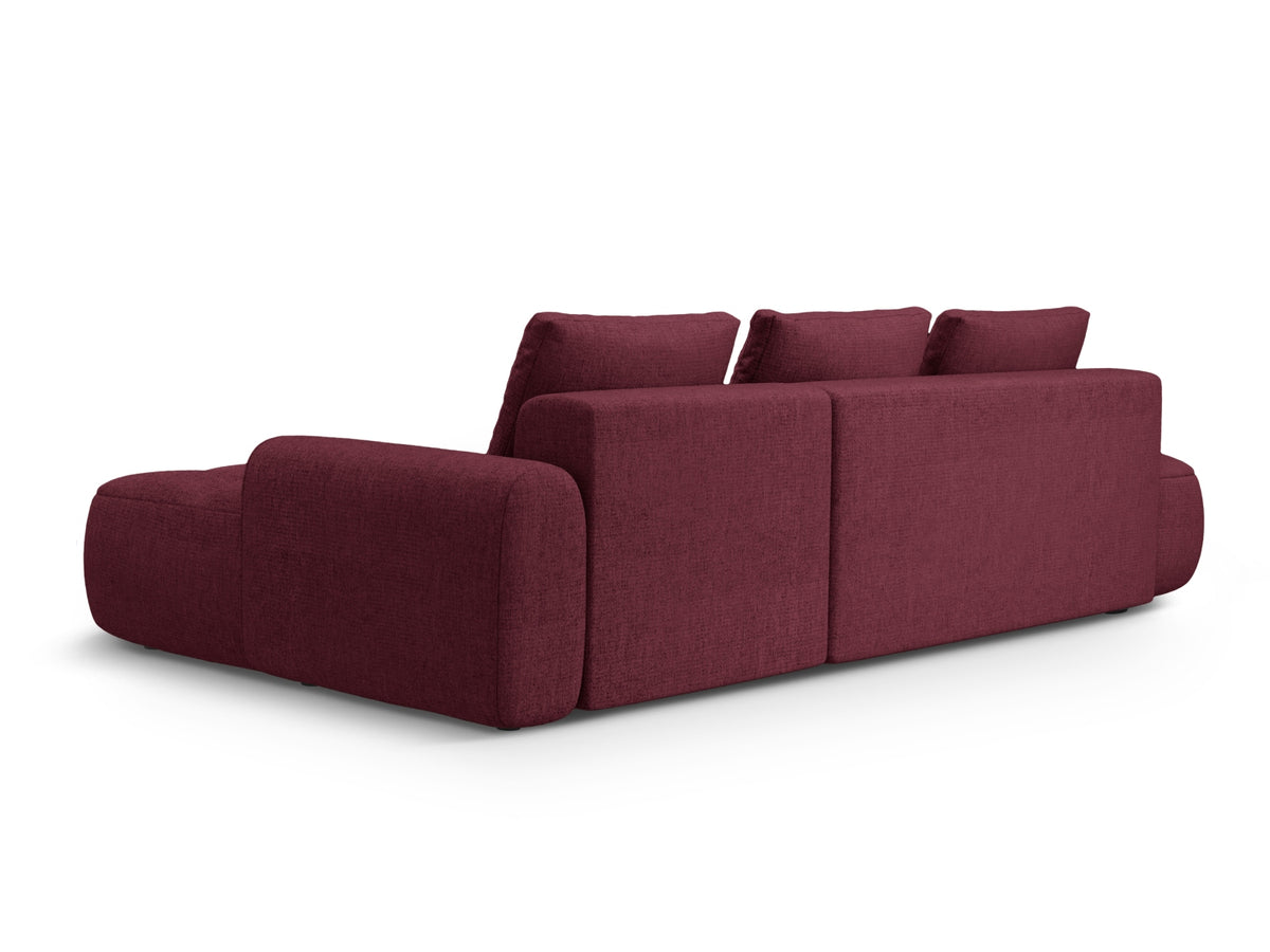 Linz Ecksofa Open end rechts mit Schlaffunktion und Stauraumbox 3 Sitzer 142cm in Burgundy-Sorella präsentiert im Onlineshop von KAQTU Design AG. Bettsofa rechts ist von Cosmopolitan Design