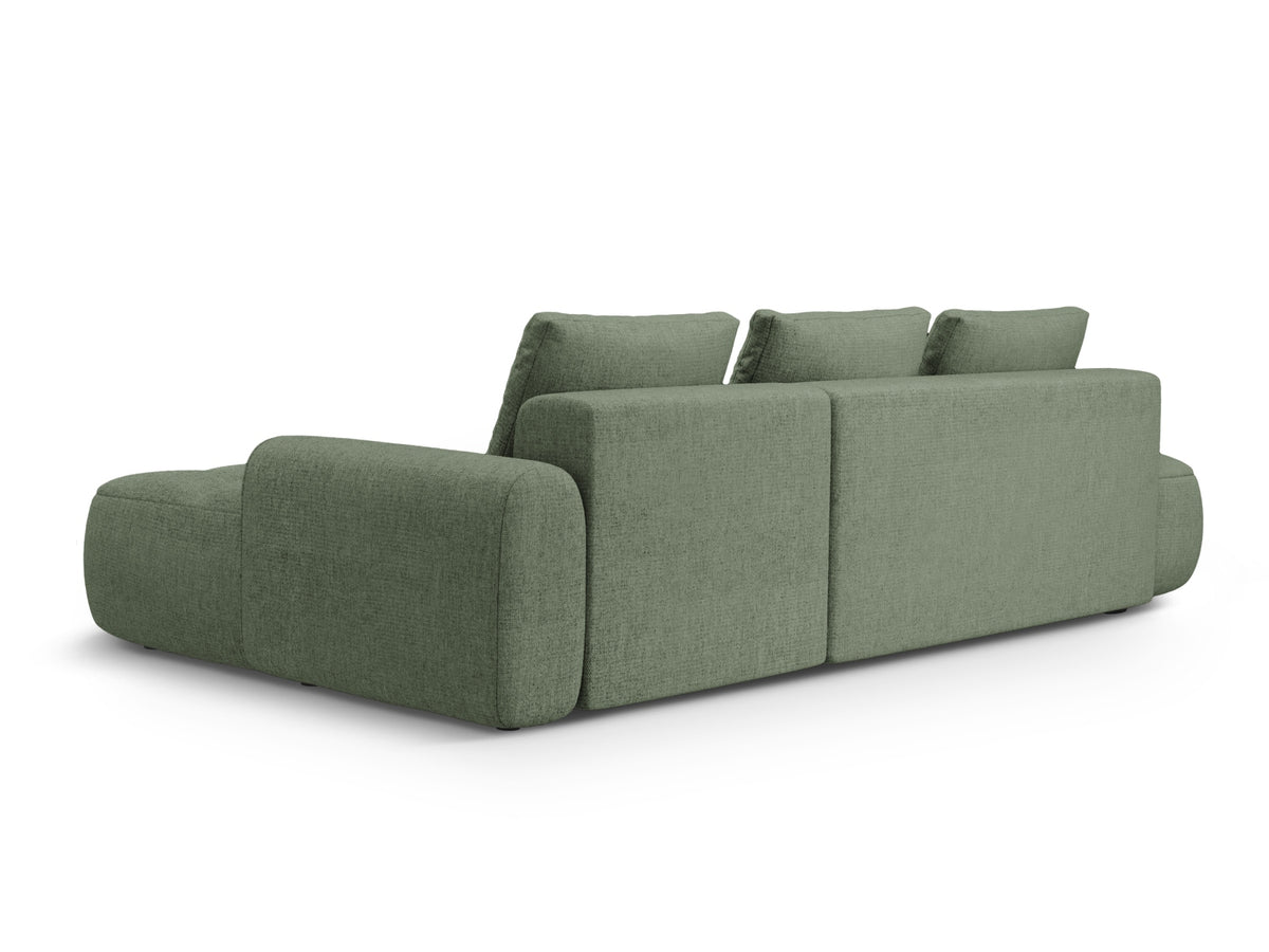 Linz Ecksofa Open end rechts mit Schlaffunktion und Stauraumbox 3 Sitzer 142cm in Dark Olive Green-Sorella präsentiert im Onlineshop von KAQTU Design AG. Bettsofa rechts ist von Cosmopolitan Design