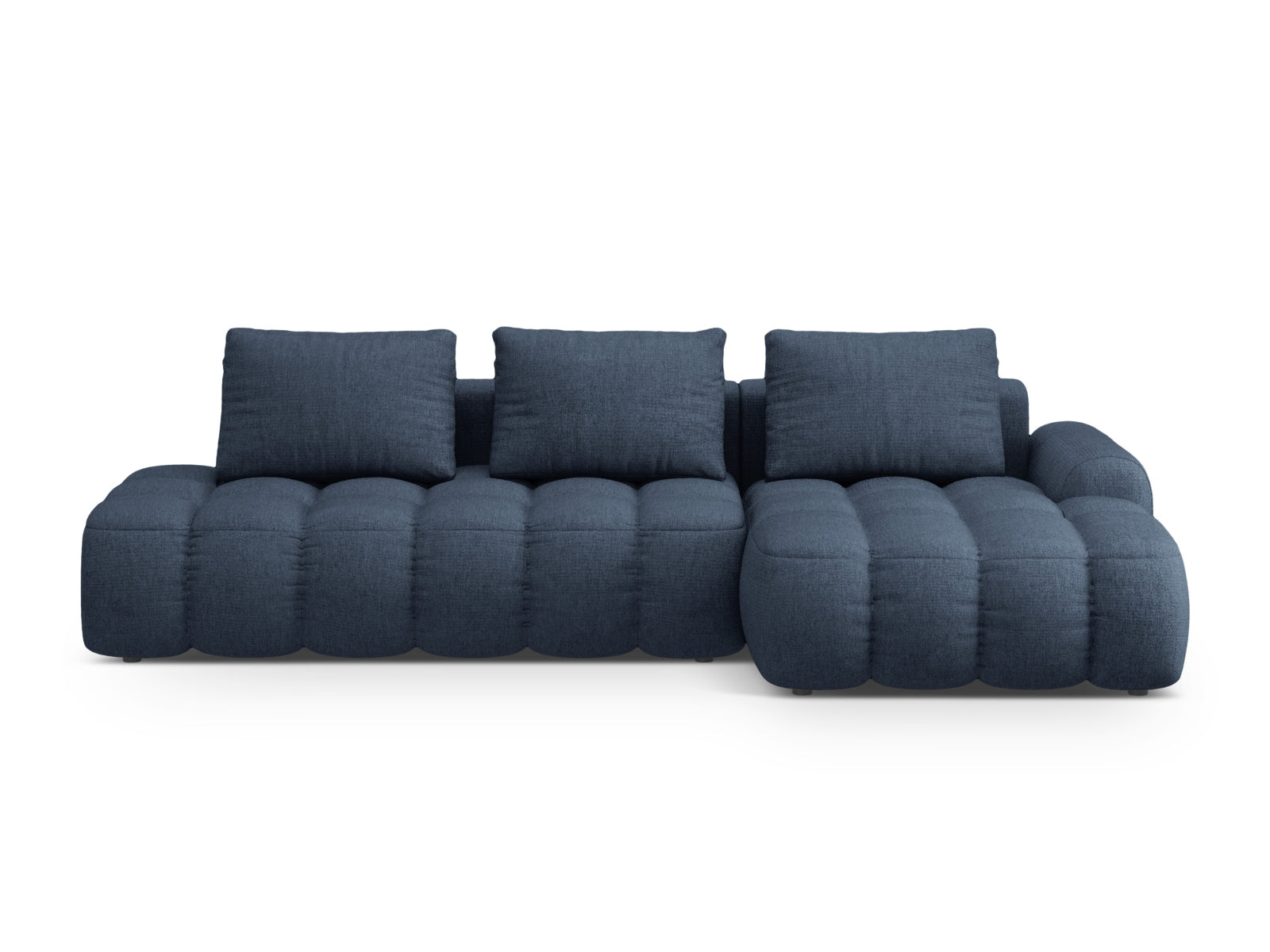 Linz Ecksofa rechts mit Schlaffunktion und Stauraumbox 3 Sitzer 142cm in Dark Blue präsentiert im Onlineshop von KAQTU Design AG. Ecksofa rechts ist von Cosmopolitan Design