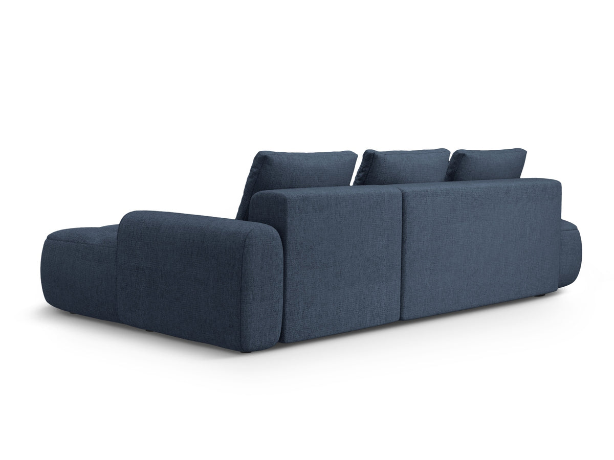 Linz Ecksofa Open end rechts mit Schlaffunktion und Stauraumbox 3 Sitzer 142cm in Dark Blue-Sorella präsentiert im Onlineshop von KAQTU Design AG. Bettsofa rechts ist von Cosmopolitan Design