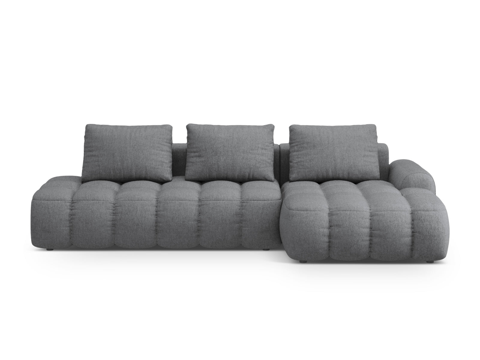Linz Ecksofa rechts mit Schlaffunktion und Stauraumbox 3 Sitzer 142cm in Grey präsentiert im Onlineshop von KAQTU Design AG. Ecksofa rechts ist von Cosmopolitan Design