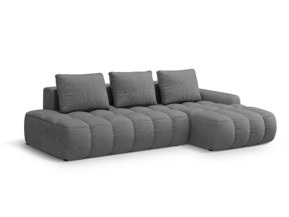 Linz Ecksofa Open end rechts mit Schlaffunktion und Stauraumbox 3 Sitzer 142cm in Grey-Sorella präsentiert im Onlineshop von KAQTU Design AG. Bettsofa rechts ist von Cosmopolitan Design