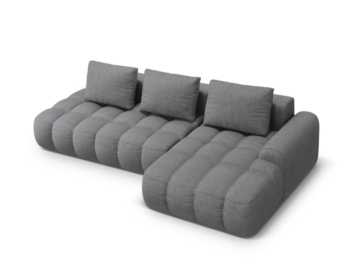 Linz Ecksofa Open end rechts mit Schlaffunktion und Stauraumbox 3 Sitzer 142cm in Grey-Sorella präsentiert im Onlineshop von KAQTU Design AG. Bettsofa rechts ist von Cosmopolitan Design