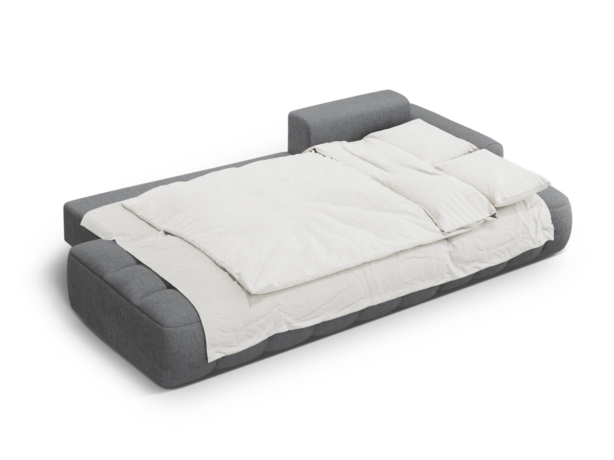 Linz Ecksofa Open end rechts mit Schlaffunktion und Stauraumbox 3 Sitzer 142cm in Grey-Sorella präsentiert im Onlineshop von KAQTU Design AG. Bettsofa rechts ist von Cosmopolitan Design