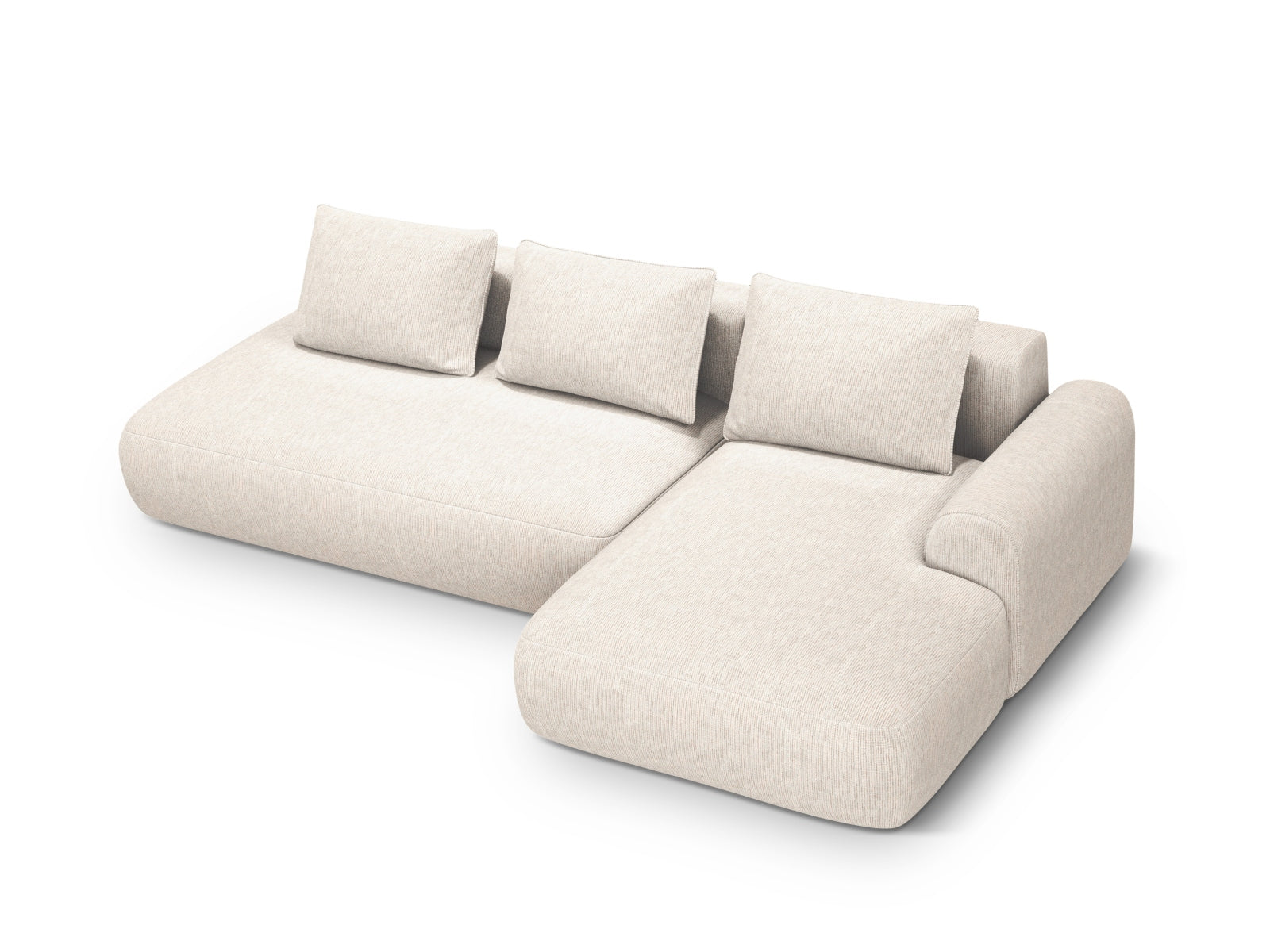 5-Sitzer Ecksofa rechts mit Schlaffunktion und Stauraum Calma in Light Beige-Baltimore präsentiert im Onlineshop von KAQTU Design AG. Bettsofa rechts ist von Cosmopolitan Design