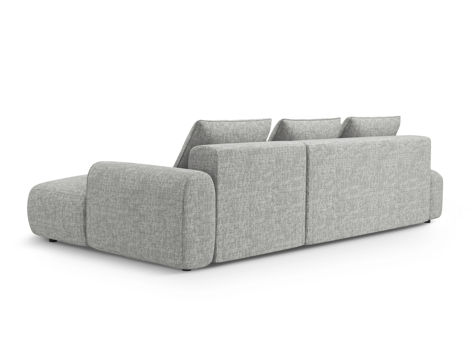 Modernes 5-Sitzer Ecksofa Calma in Warm Grey-Baltimore, perfekt für stilvolle Wohnräume, bietet Schlafgelegenheit und praktischen Stauraum.
