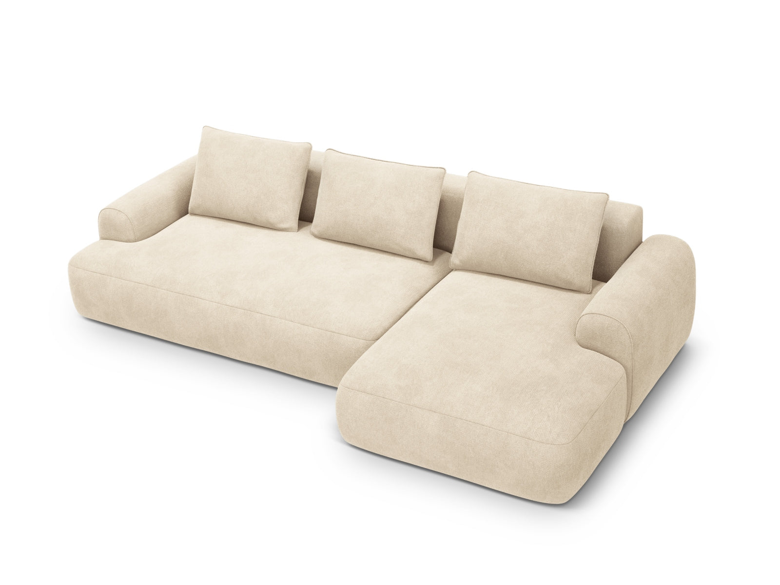 3-Sitzer Ecksofa Calma rechts mit Schlaffunktion und Stauraum in Light Beige-Vogue präsentiert im Onlineshop von KAQTU Design AG. Bettsofa rechts ist von Cosmopolitan Design