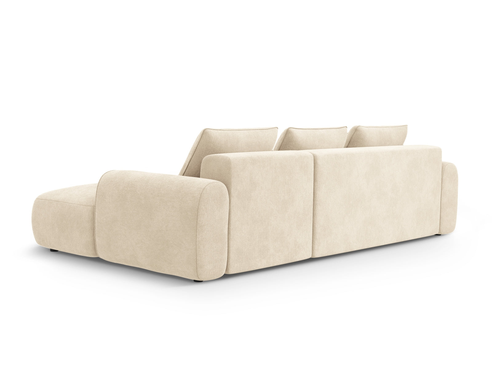 Modernes 3-Sitzer Ecksofa Calma in hellem Beige, perfekt für gemütliche Abende, bietet Schlaffunktion und zusätzlichen Stauraum.