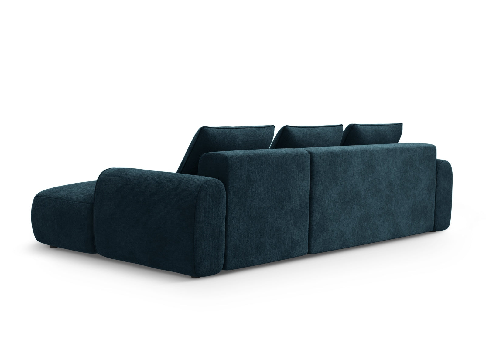 Stylisches 3-Sitzer Ecksofa Calma in tiefem Petrol, perfekt für gemütliche Abende, bietet Schlaffunktion und zusätzlichen Stauraum.