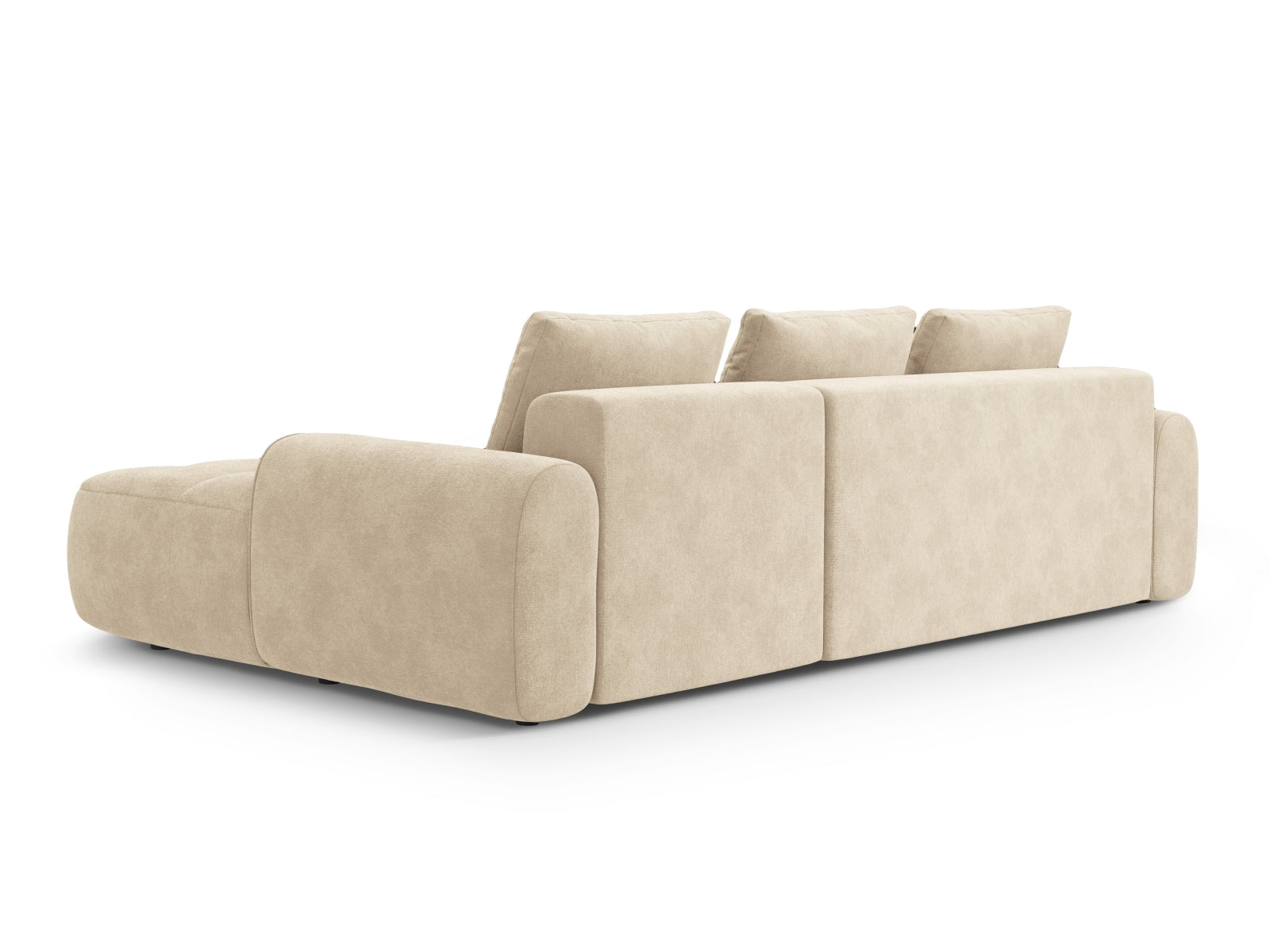 Entdecken Sie das Linz Velour Ecksofa rechts – ein elegantes 3-Sitzer Sofa mit Schlaffunktion und Stauraum, ideal für jeden Wohnraum.