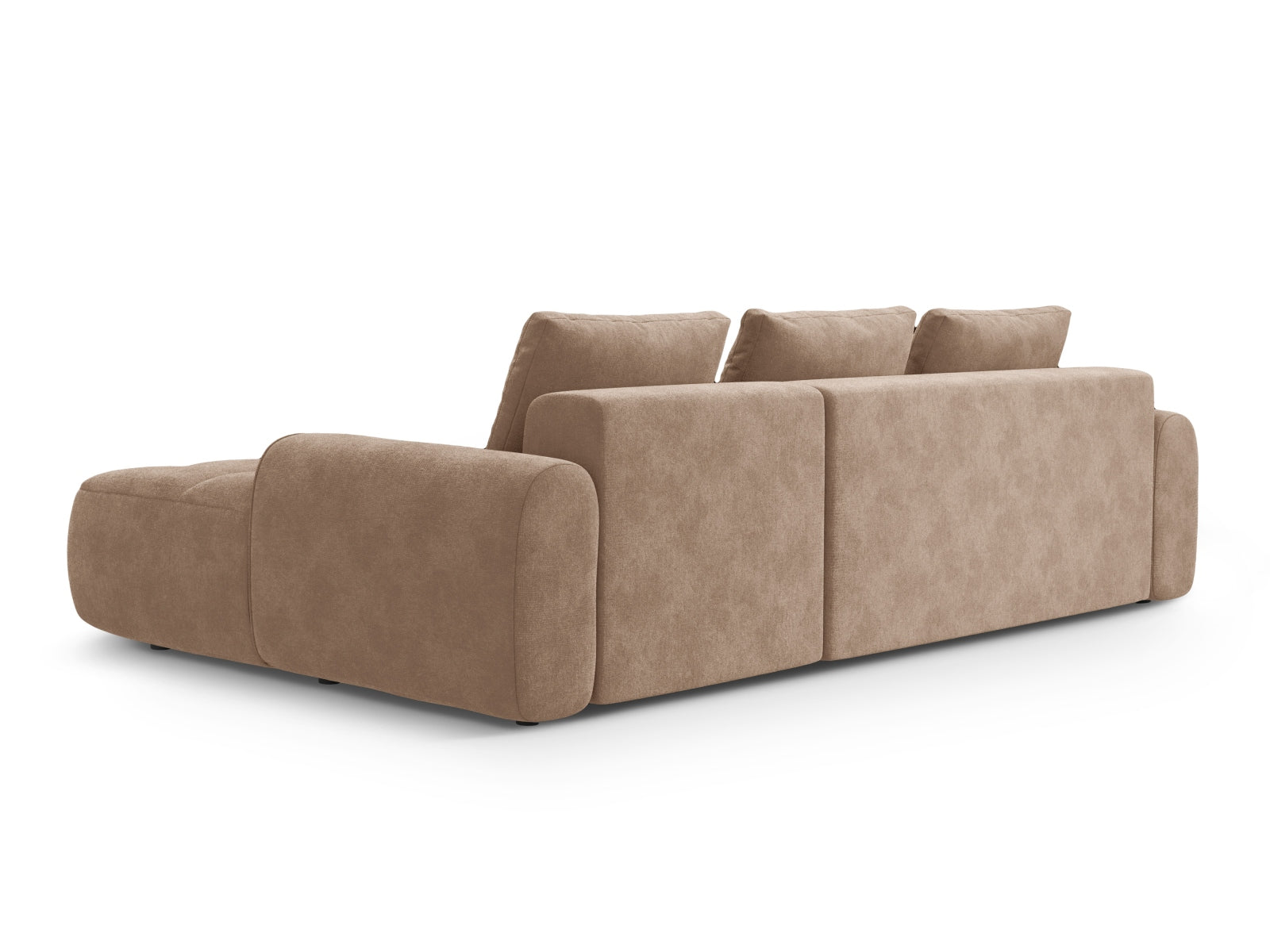 Entdecken Sie das Linz Velour Ecksofa rechts – ein elegantes 3-Sitzer Sofa mit Schlaffunktion und Stauraum, ideal für jeden Wohnraum.