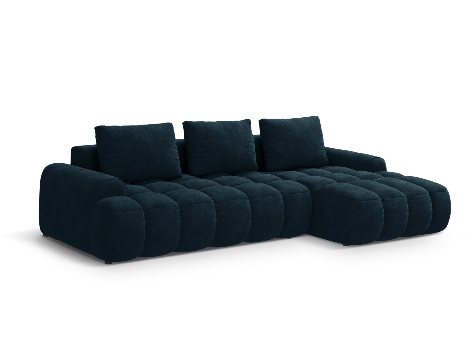 Erleben Sie das Linz Velour Ecksofa rechts – ein stilvolles 3-Sitzer Sofa mit praktischer Schlaffunktion und Stauraum für Ihr Zuhause.