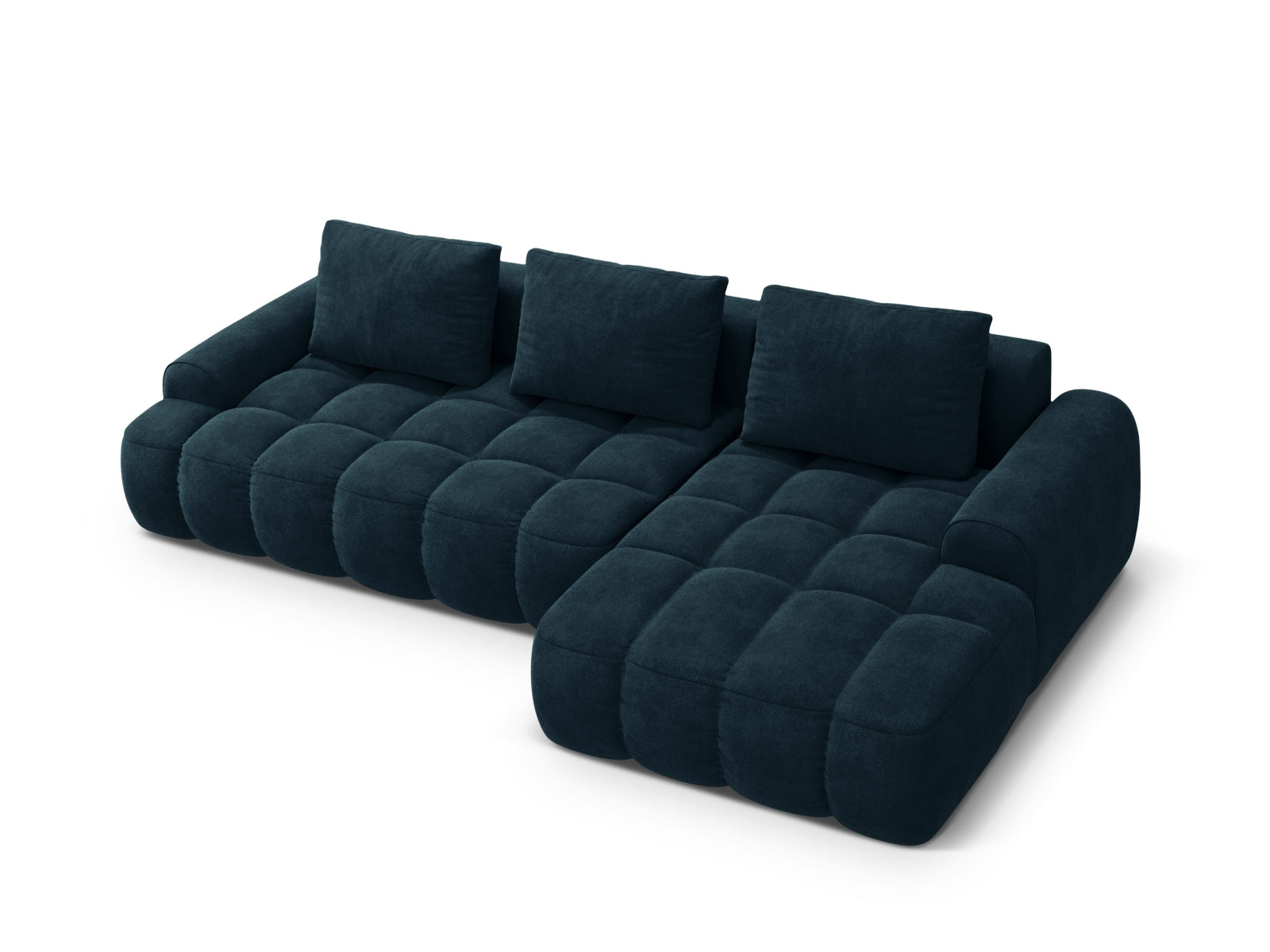 Modernes Linz Ecksofa rechts in stilvollem Petrol, ausgestattet mit Schlaffunktion und Stauraum, ideal für kleine Räume und entspannte Abende.