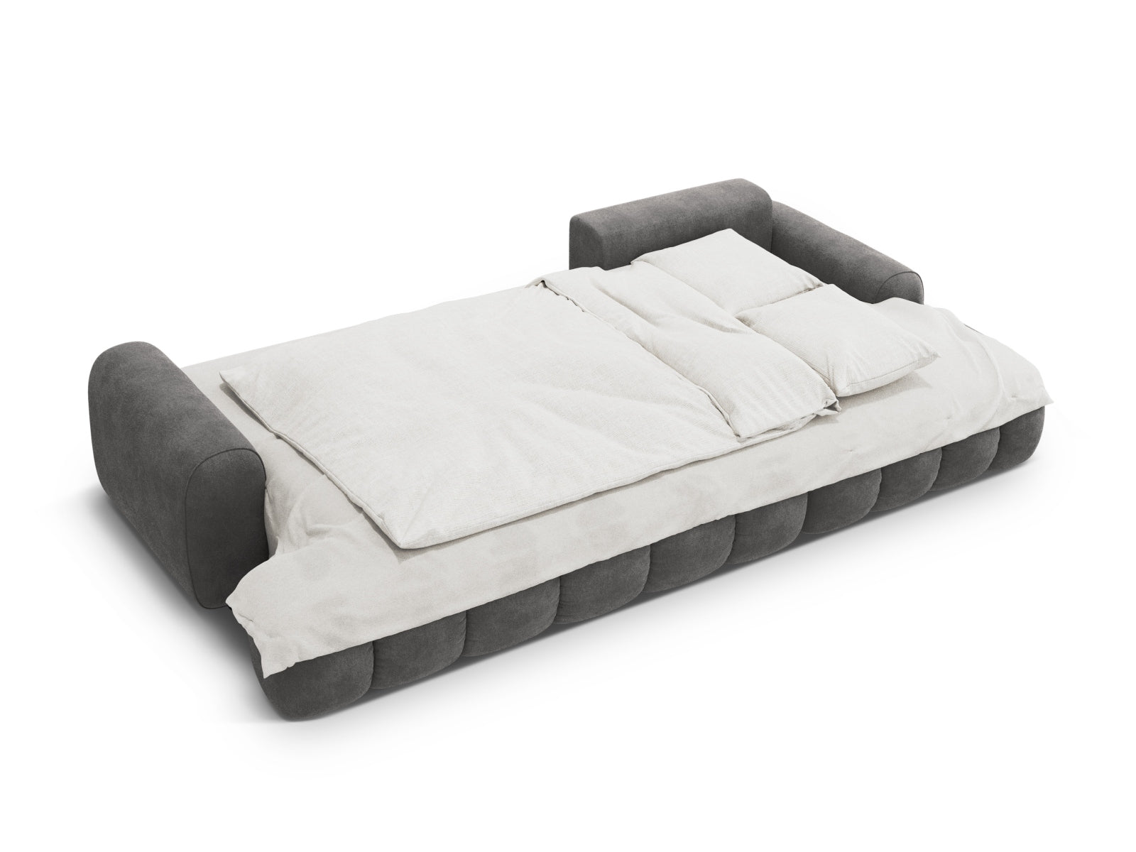 Elegantes Linz Ecksofa in Grau, 3-Sitzer mit praktischer Schlaffunktion und Stauraum, ideal für kleine Räume und gemütliche Abende.