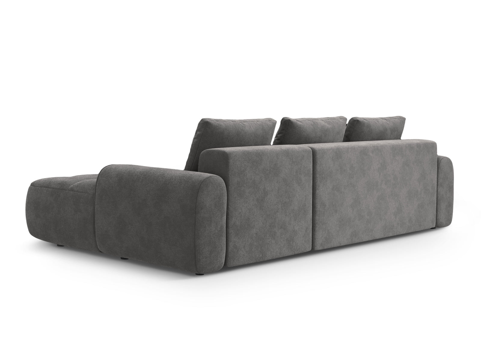 Entdecken Sie das Linz Velour Ecksofa rechts – ein elegantes 3-Sitzer Sofa mit Schlaffunktion und Stauraum, ideal für jeden Wohnraum.