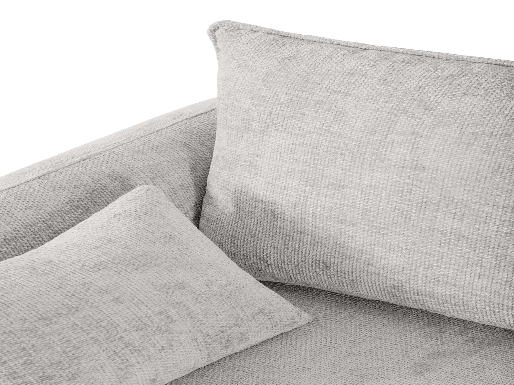 Modernes 4-Sitzer Ecksofa Matera in elegantem Grau, ideal für Wohnräume, bietet Schlaffunktion und praktischen Stauraum.