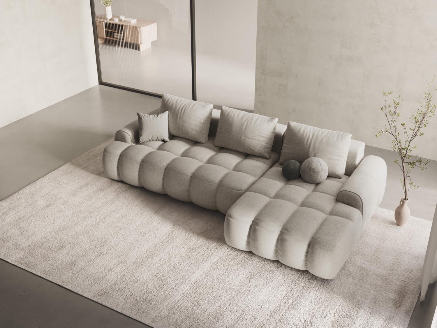 Entdecken Sie das Linz Ecksofa rechts von Cosmopolitan Design: ein stilvolles 3-Sitzer Sofa mit Schlaffunktion und Stauraum für Ihr Zuhause.