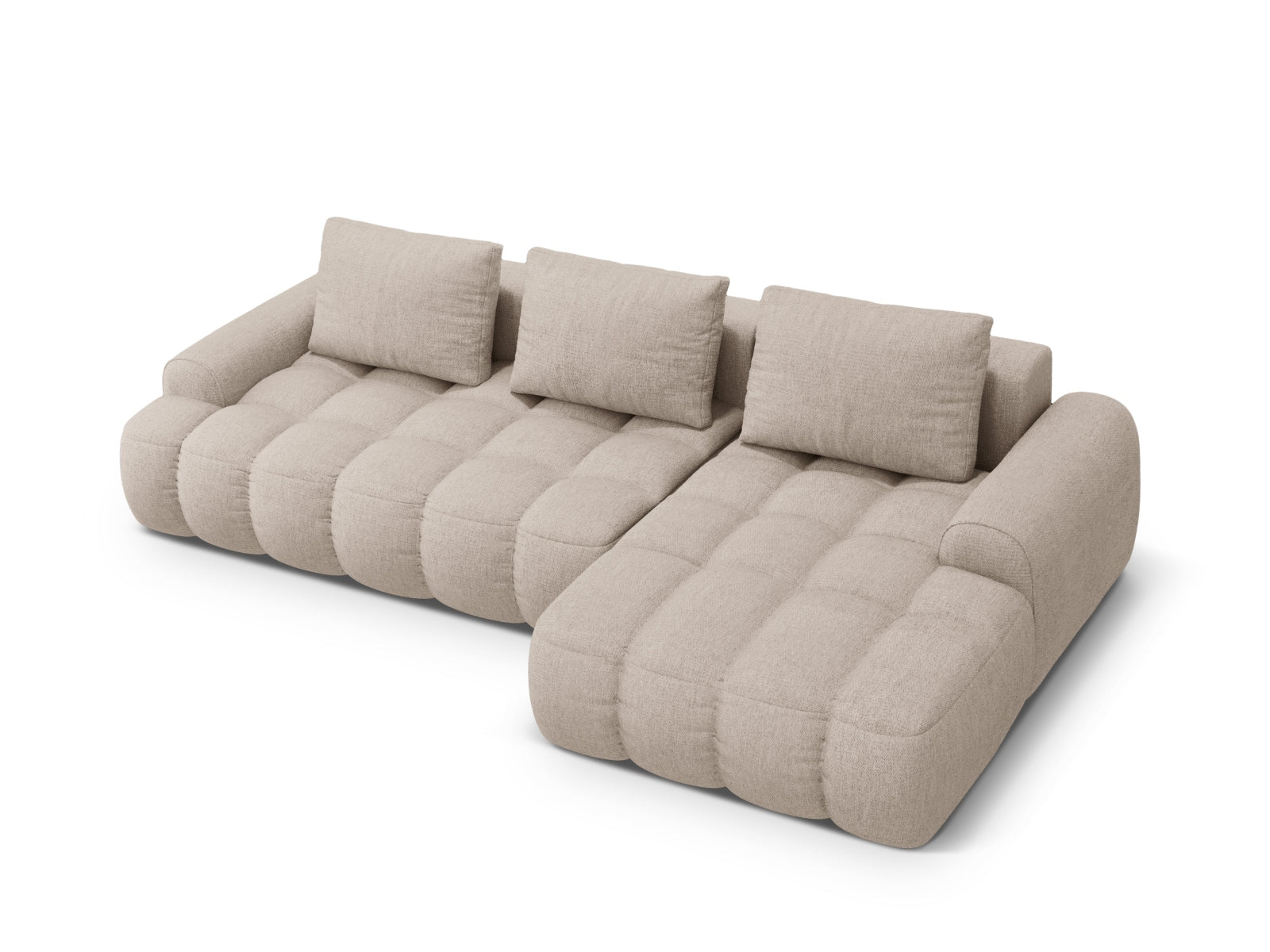 Entdecken Sie das Linz Ecksofa rechts von Cosmopolitan Design – ein stilvolles 3-Sitzer Sofa mit praktischer Schlaffunktion und Stauraum für Ihr Wohnzimmer.