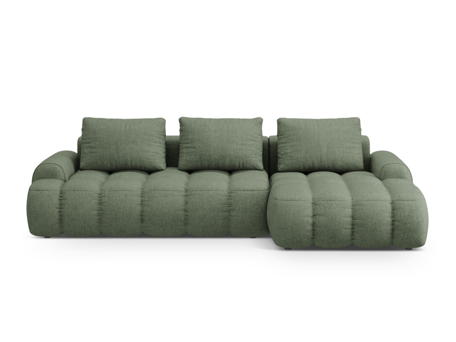 Linz Ecksofa rechts mit Schlaffunktion und Stauraumbox 3 Sitzer 142cm in Dark Olive Green präsentiert im Onlineshop von KAQTU Design AG. Ecksofa rechts ist von Cosmopolitan Design