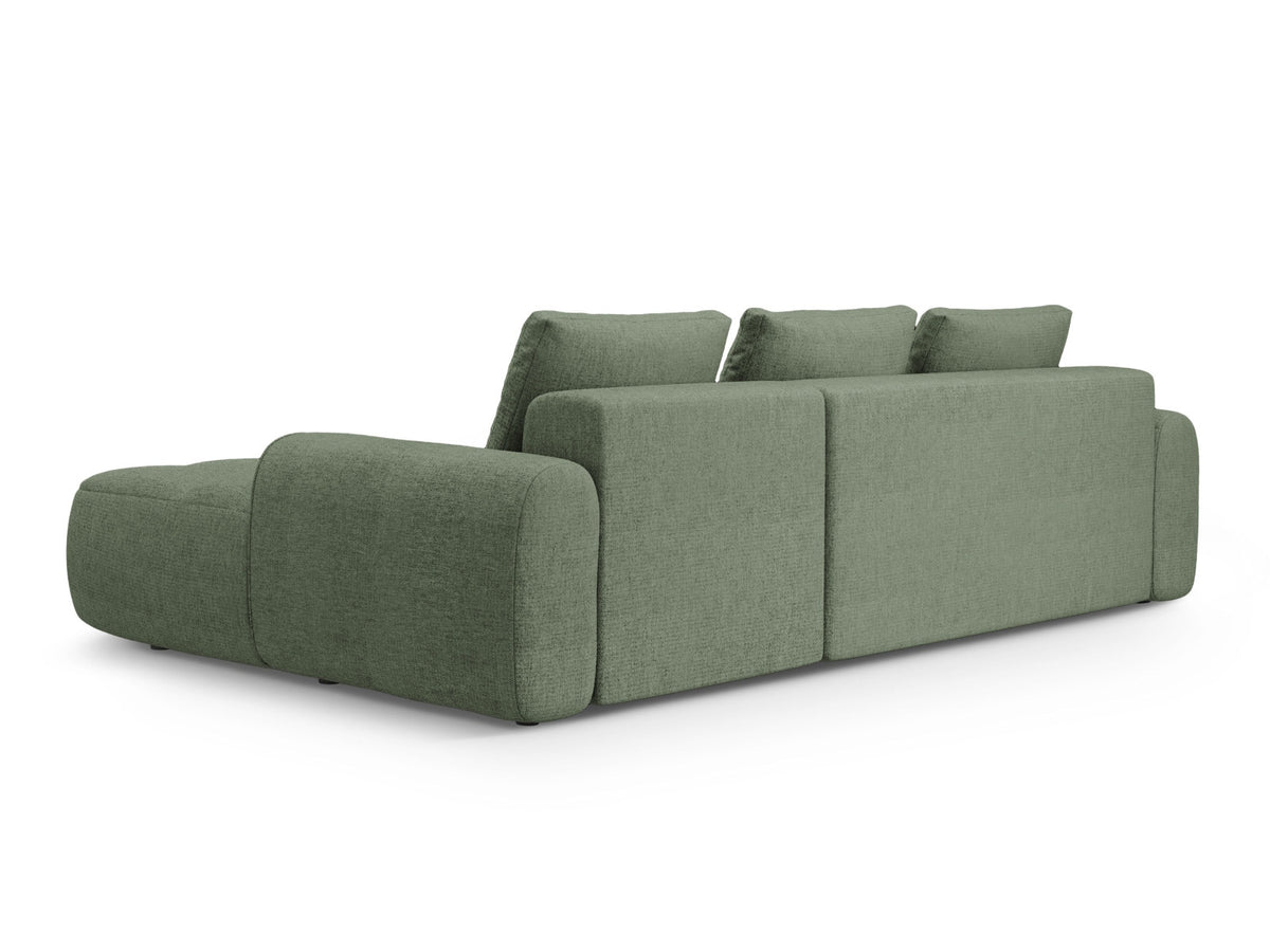 Linz Ecksofa rechts mit Schlaffunktion und Stauraumbox 3 Sitzer 142cm in Dark Olive Green-Sorella präsentiert im Onlineshop von KAQTU Design AG. Bettsofa rechts ist von Cosmopolitan Design