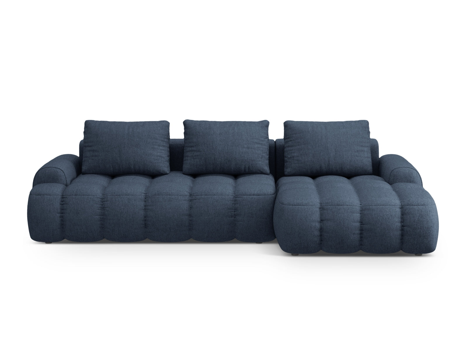 Linz Ecksofa rechts mit Schlaffunktion und Stauraumbox 3 Sitzer 142cm in Dark Blue präsentiert im Onlineshop von KAQTU Design AG. Ecksofa rechts ist von Cosmopolitan Design