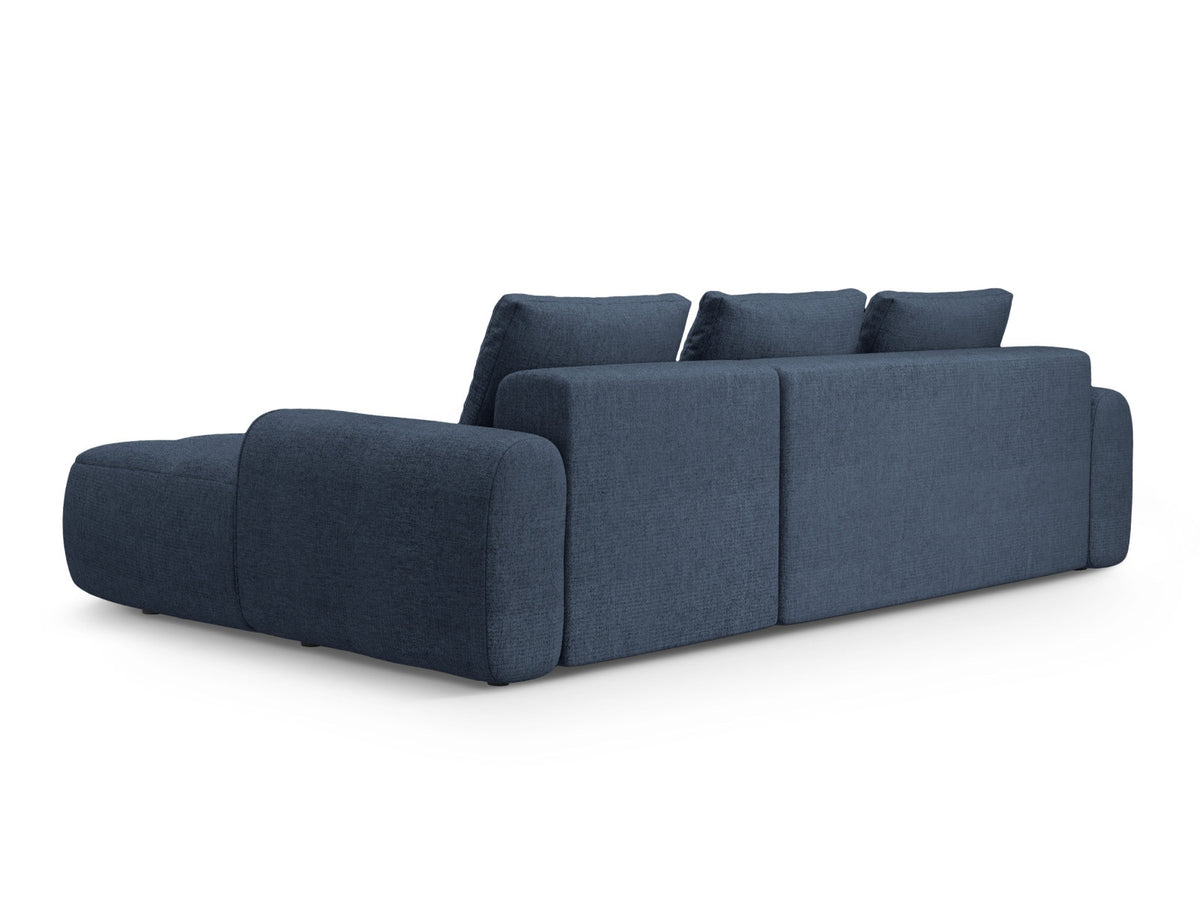 Linz Ecksofa rechts mit Schlaffunktion und Stauraumbox 3 Sitzer 142cm in Dark Blue-Sorella präsentiert im Onlineshop von KAQTU Design AG. Bettsofa rechts ist von Cosmopolitan Design