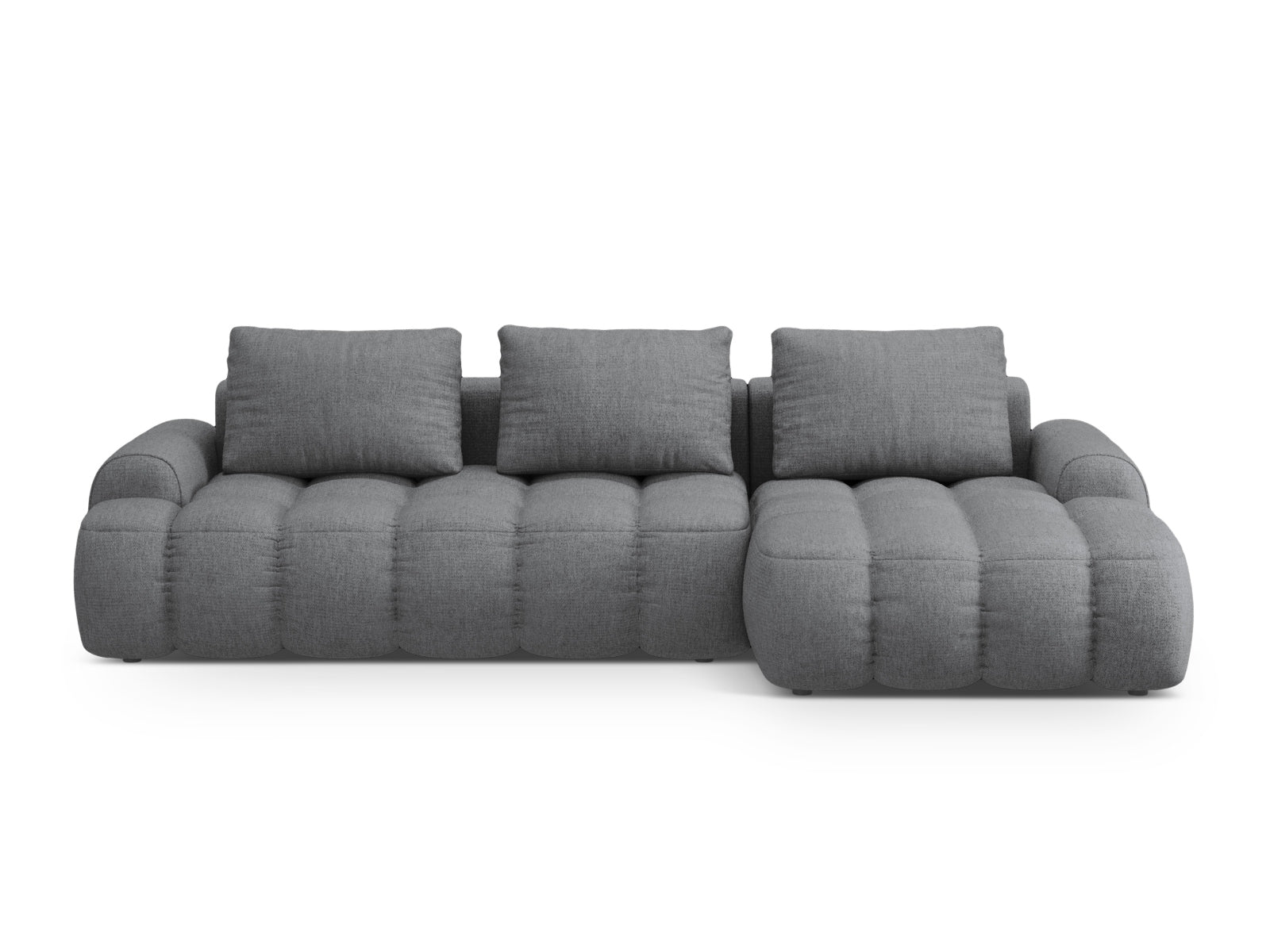 Linz Ecksofa rechts mit Schlaffunktion und Stauraumbox 3 Sitzer 142cm in Grey präsentiert im Onlineshop von KAQTU Design AG. Ecksofa rechts ist von Cosmopolitan Design