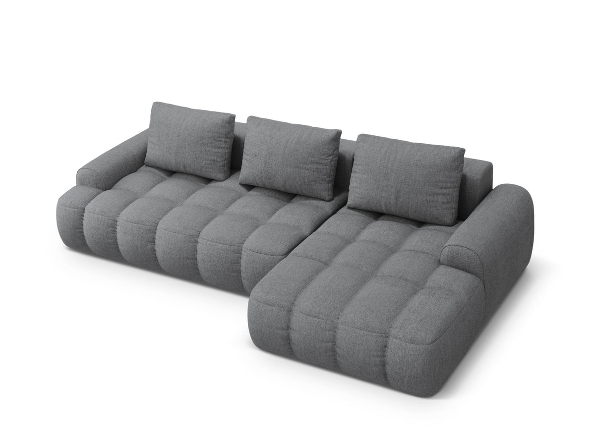Linz Ecksofa rechts mit Schlaffunktion und Stauraumbox 3 Sitzer 142cm in Grey-Sorella präsentiert im Onlineshop von KAQTU Design AG. Bettsofa rechts ist von Cosmopolitan Design