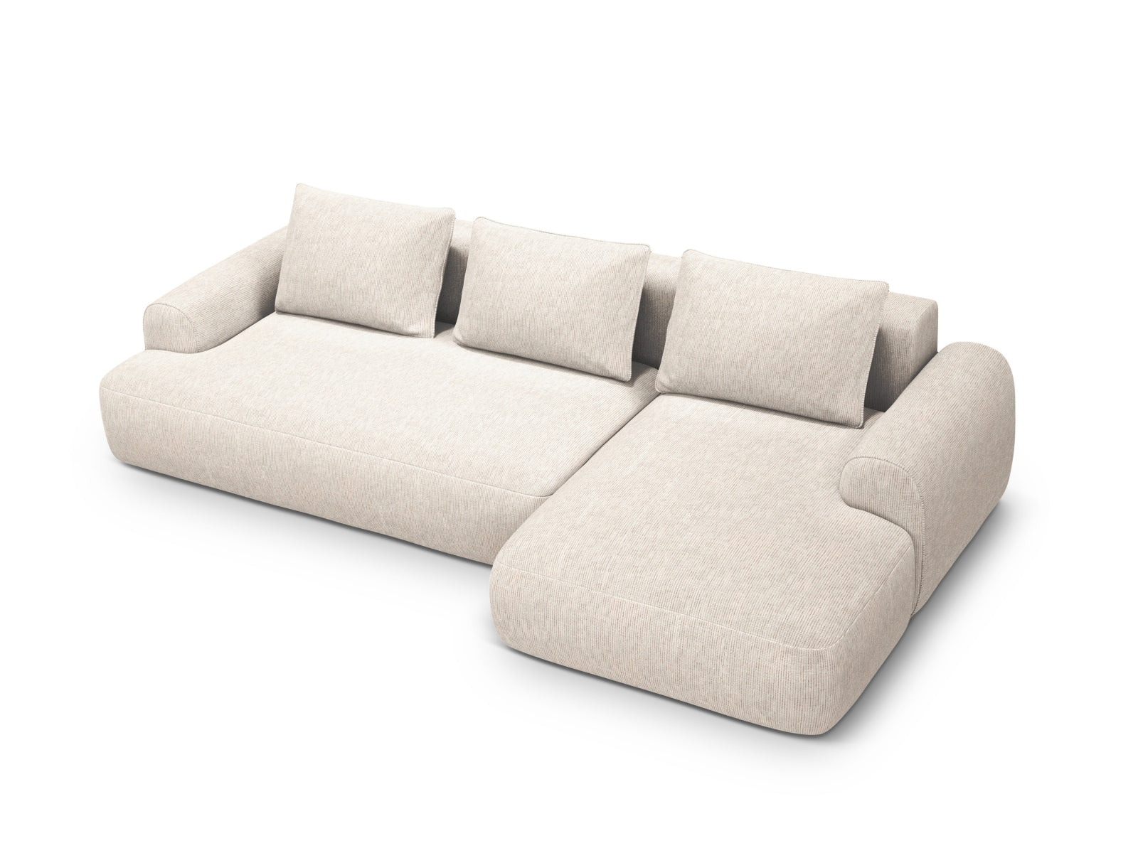 3-Sitzer Ecksofa Calma rechts mit Schlaffunktion und Stauraum in Light Beige-Baltimore präsentiert im Onlineshop von KAQTU Design AG. Bettsofa rechts ist von Cosmopolitan Design