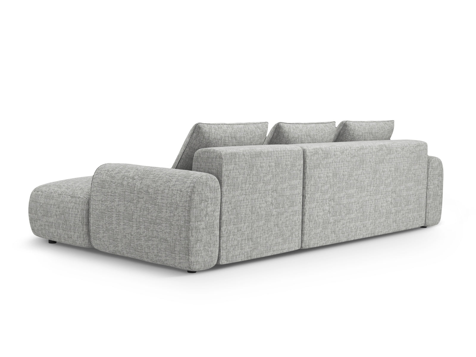 Modernes 3-Sitzer Ecksofa rechts mit praktischer Schlaffunktion und integriertem Stauraum, perfekt für gemütliche und funktionale Wohnbereiche.
