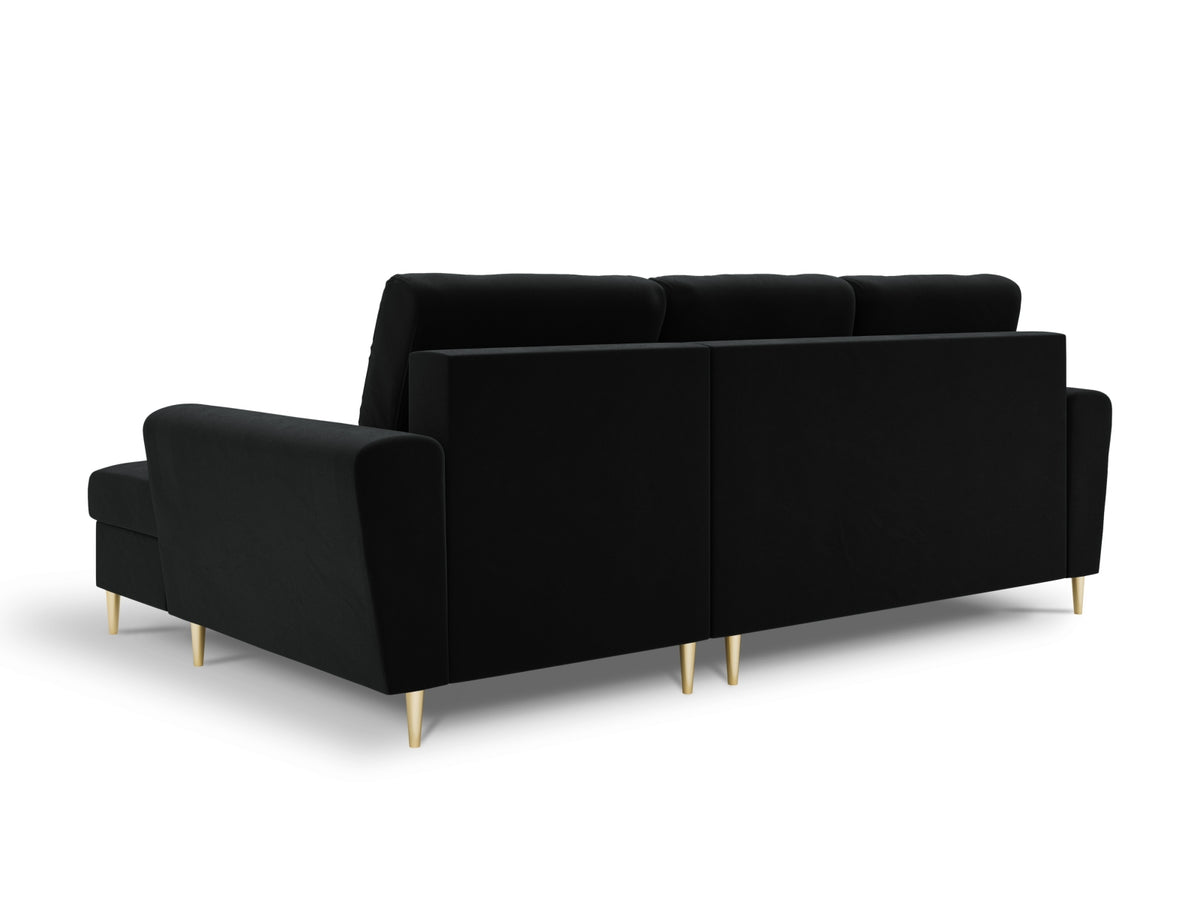 Kyoto Ecksofa rechts mit Schlaffunktion und Stauraumbox 4 Sitzer 145cm in Black-Riviera präsentiert im Onlineshop von KAQTU Design AG. Bettsofa rechts ist von Cosmopolitan Design
