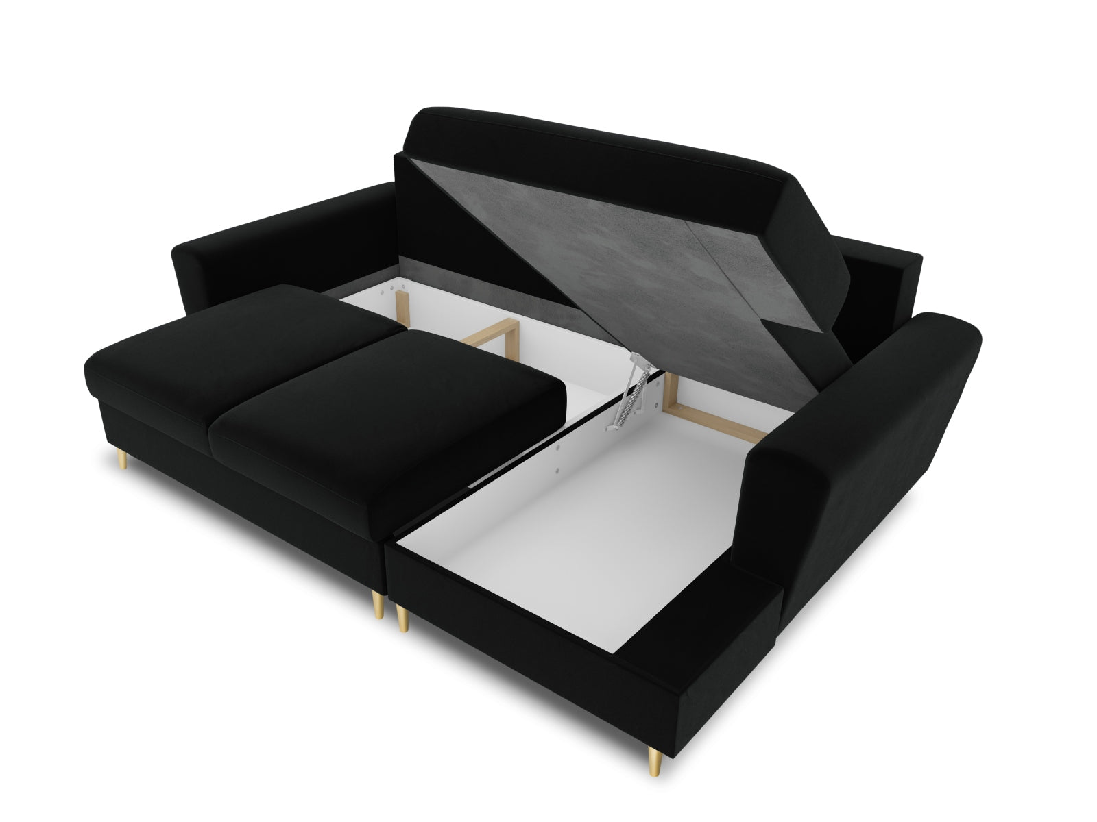 Stylisches Kyoto Ecksofa rechts mit Schlafoption und Stauraum, 4-Sitzer, 145 cm, perfekt für stilvolle und praktische Wohnräume.